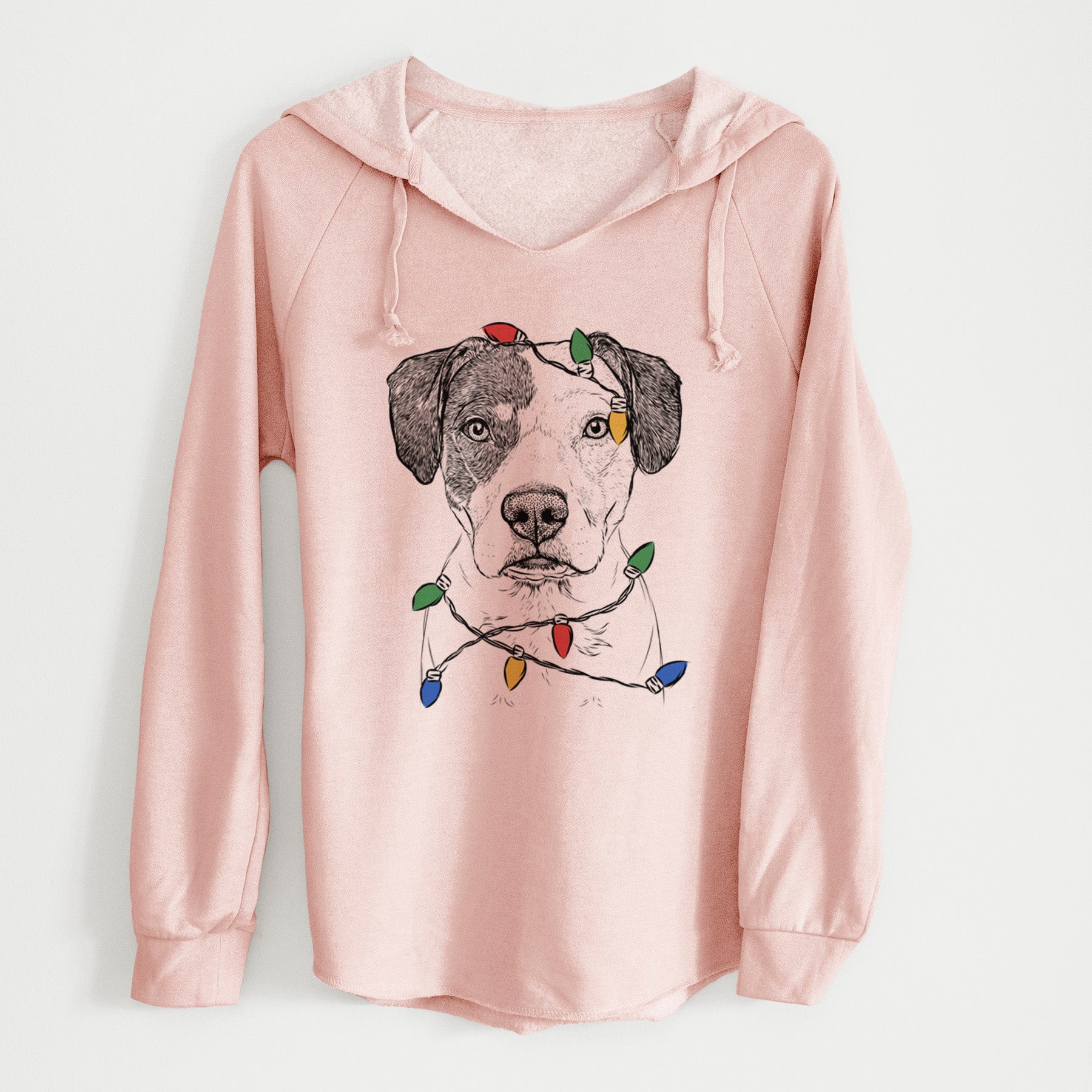 Christmas Lights Ryleigh the Beagle Pitbull Mix - Cali Wave Hooded Sweatshirt