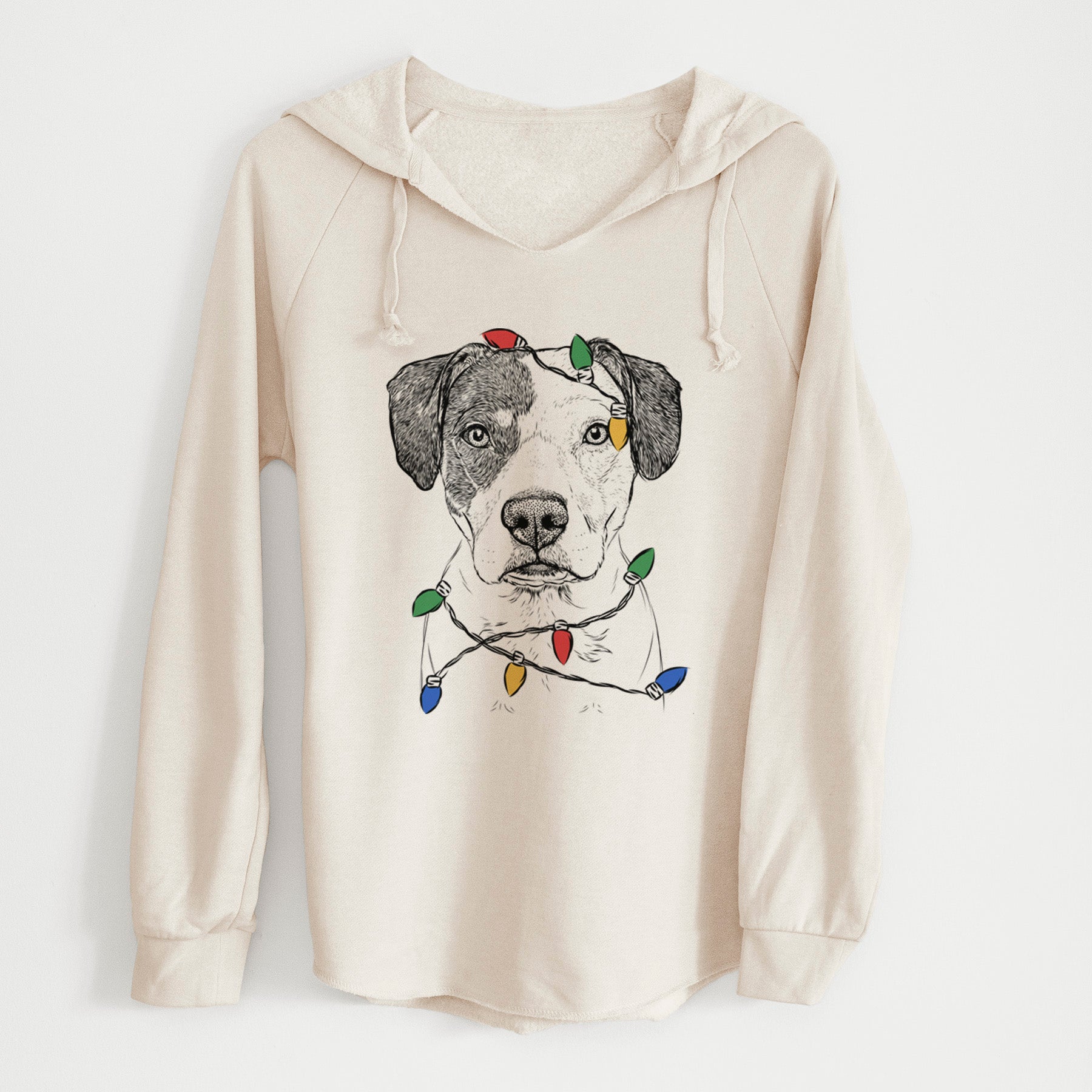 Christmas Lights Ryleigh the Beagle Pitbull Mix - Cali Wave Hooded Sweatshirt