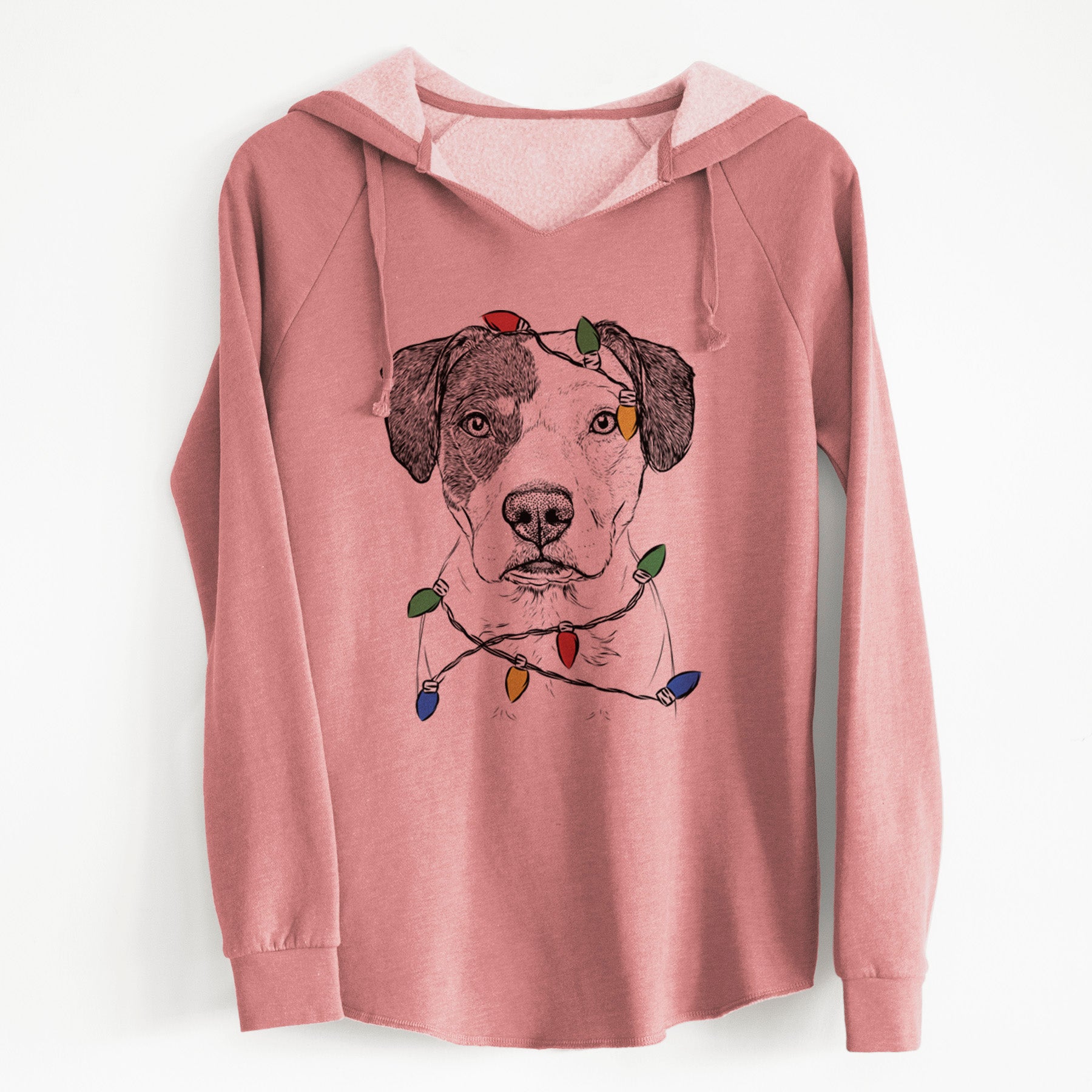 Christmas Lights Ryleigh the Beagle Pitbull Mix - Cali Wave Hooded Sweatshirt