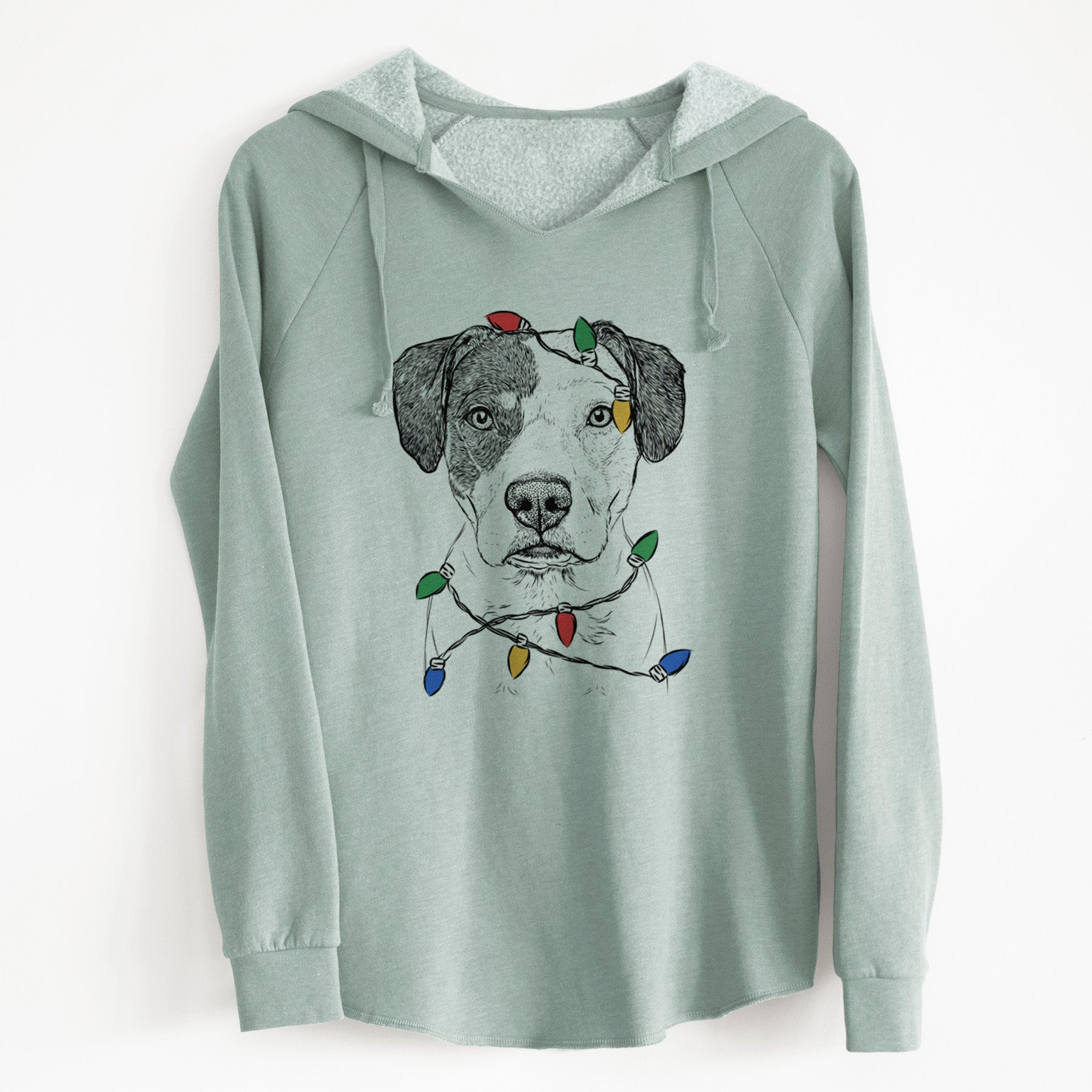 Christmas Lights Ryleigh the Beagle Pitbull Mix - Cali Wave Hooded Sweatshirt