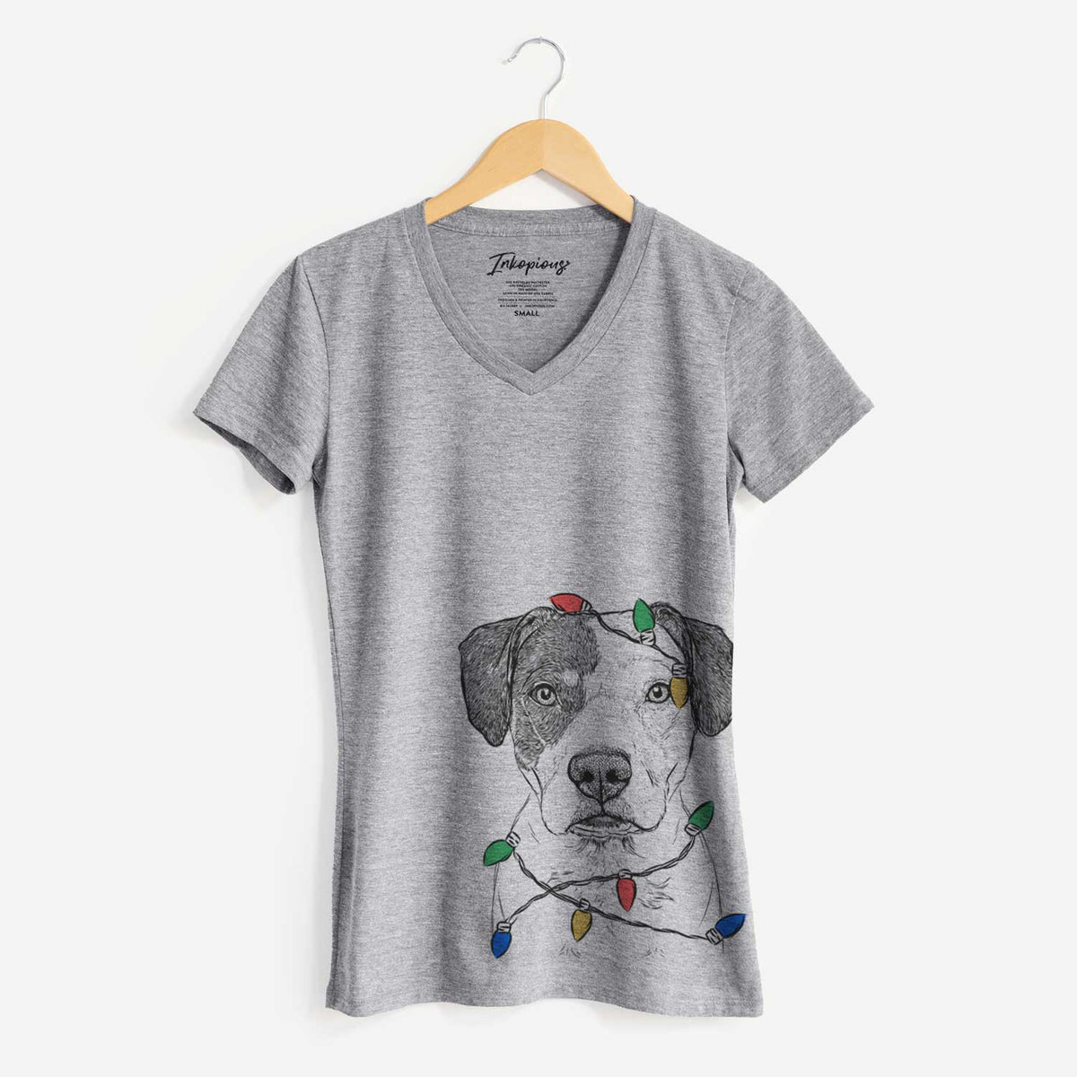 Christmas Lights Ryleigh the Beagle Pitbull Mix - Women's V-neck Shirt