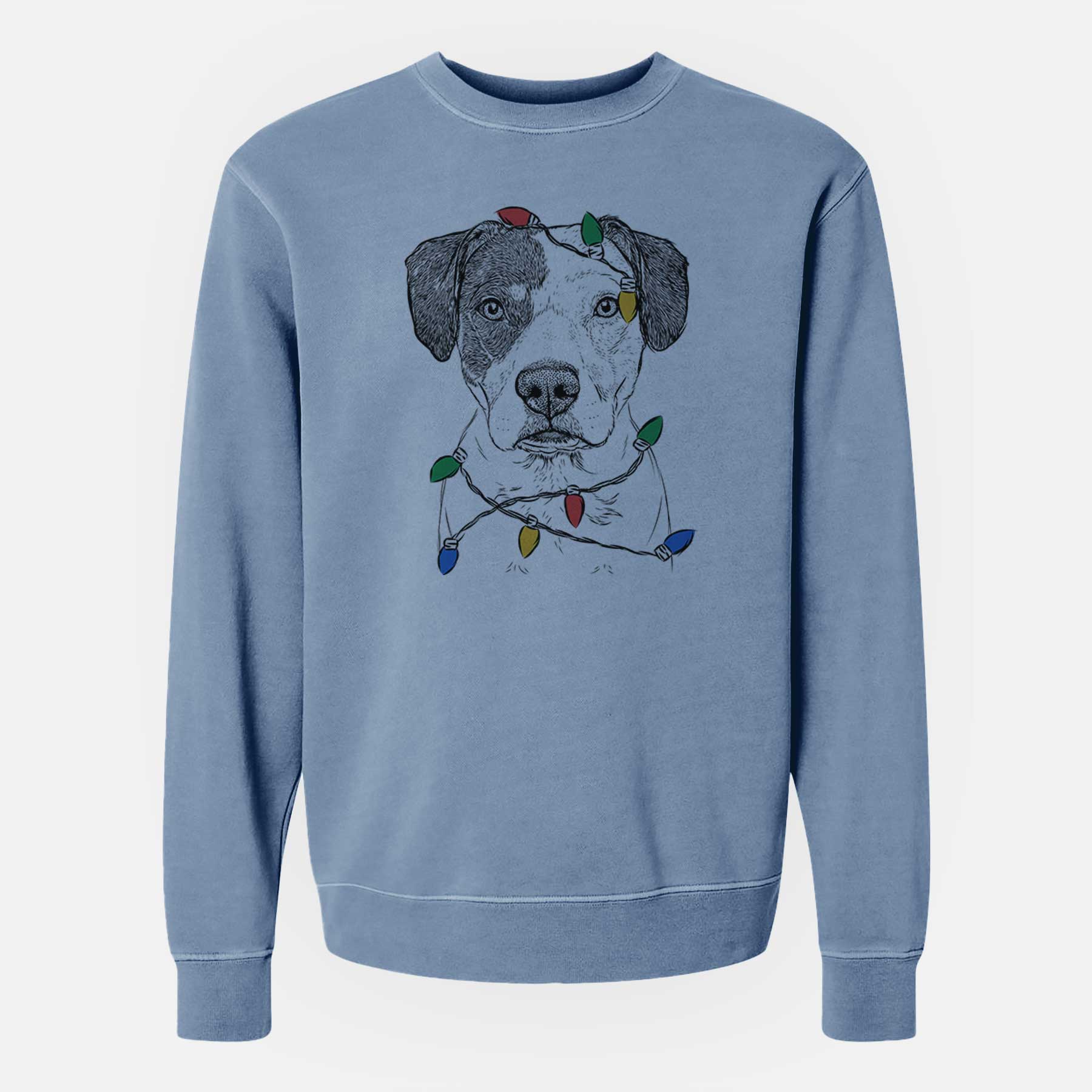 Christmas Lights Ryleigh the Beagle Pitbull Mix - Unisex Pigment Dyed Crew Sweatshirt