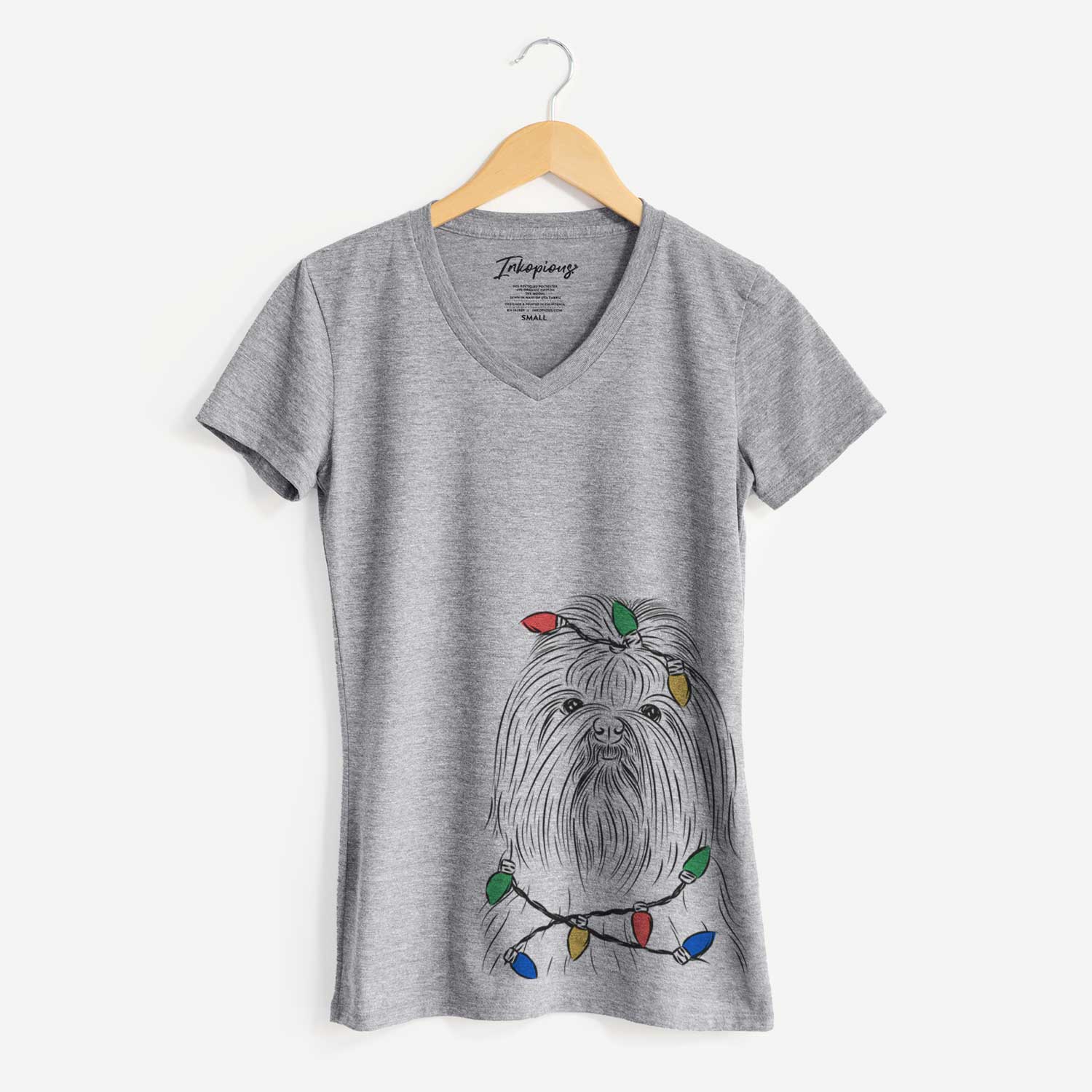 Christmas Lights Sabine the Shih Tzu - Women's V-neck Shirt