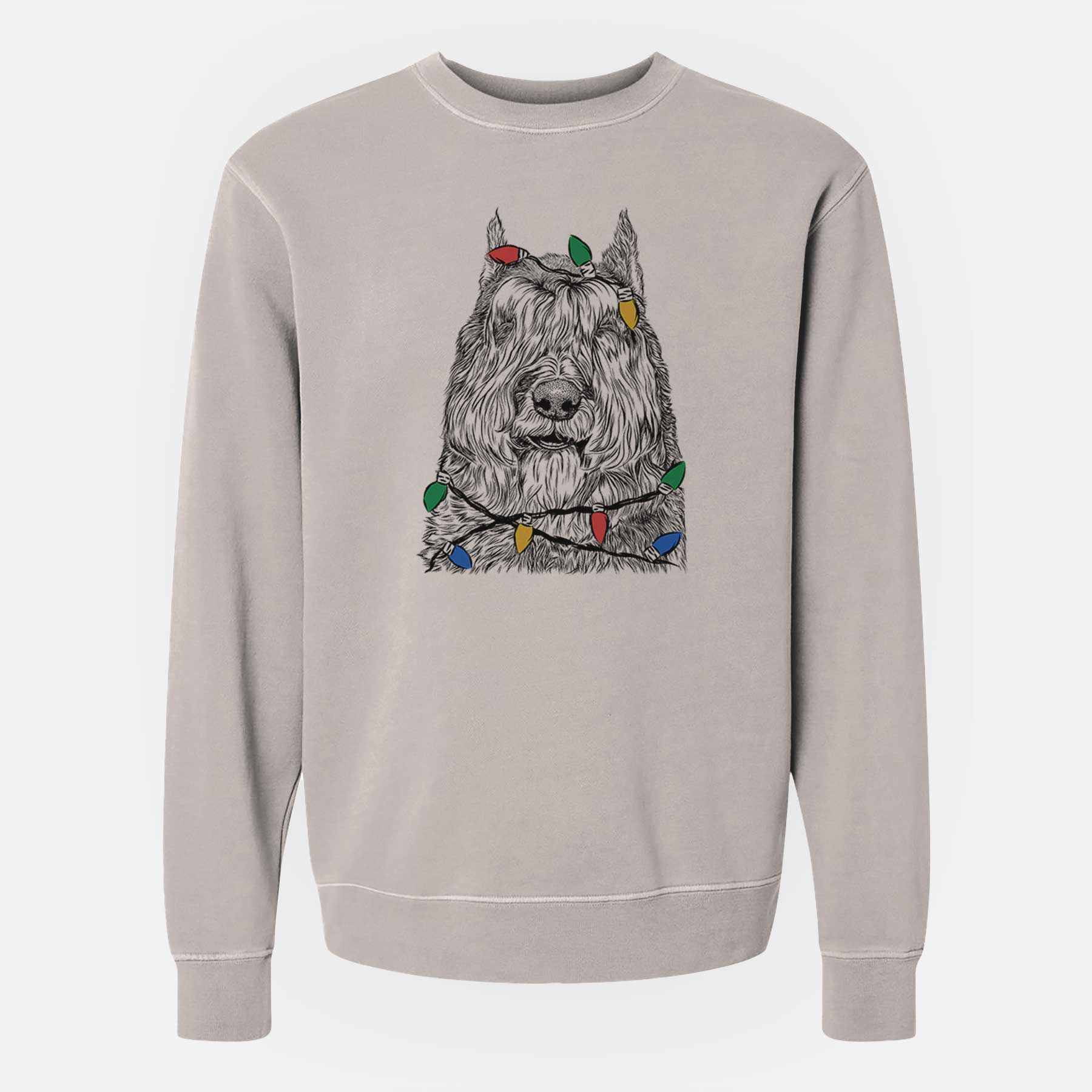 Christmas Lights Sabre the Bouvier Des Flandres - Unisex Pigment Dyed Crew Sweatshirt