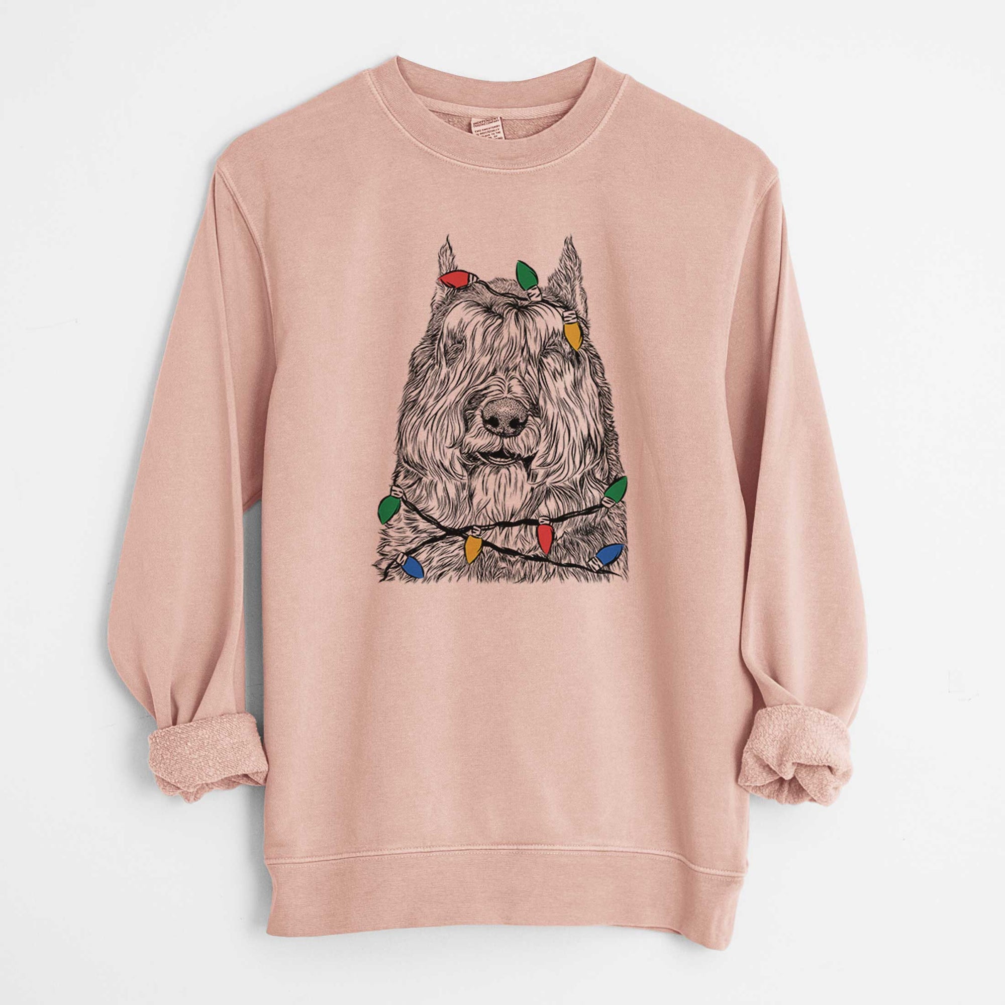 Christmas Lights Sabre the Bouvier Des Flandres - Unisex Pigment Dyed Crew Sweatshirt