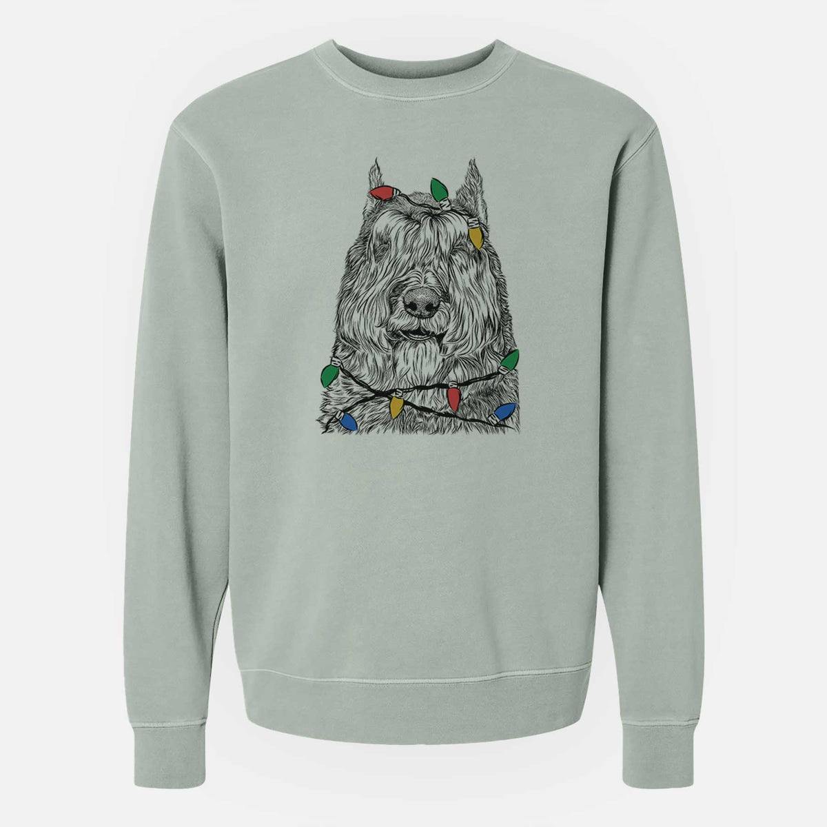 Christmas Lights Sabre the Bouvier Des Flandres - Unisex Pigment Dyed Crew Sweatshirt