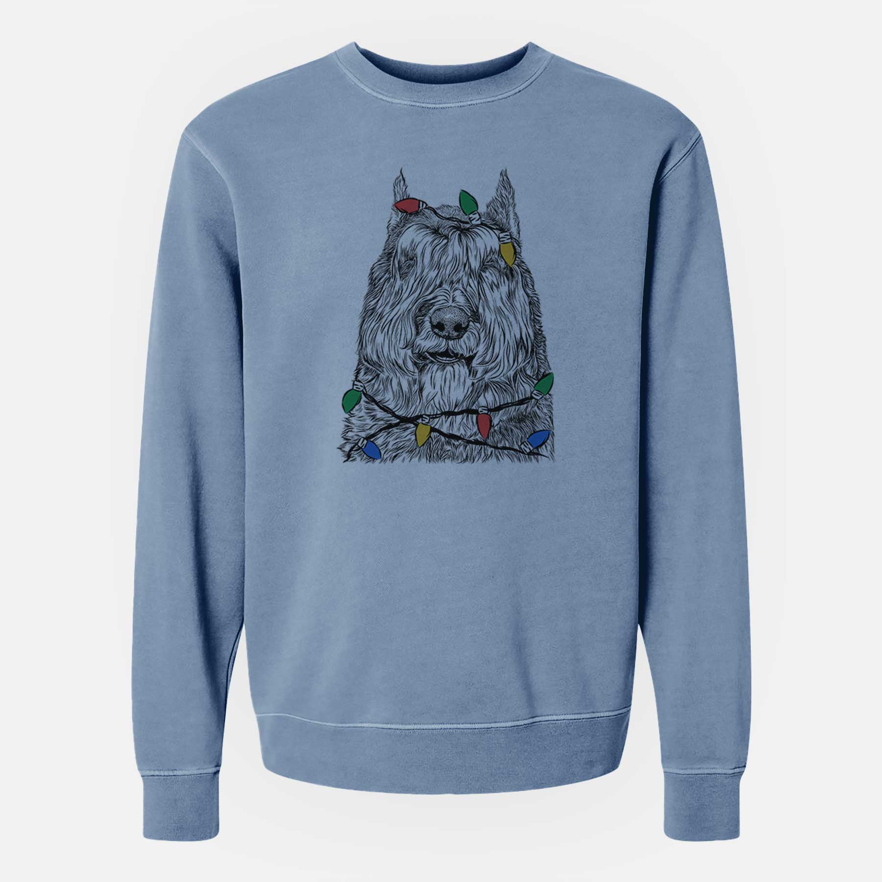 Christmas Lights Sabre the Bouvier Des Flandres - Unisex Pigment Dyed Crew Sweatshirt