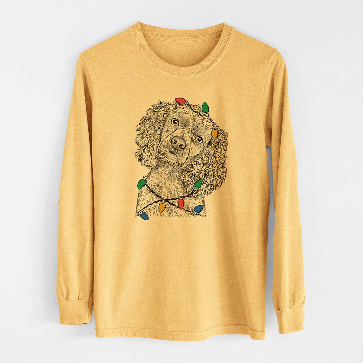 Christmas Lights Sadie the Cocker Spaniel - Heavyweight 100% Cotton Long Sleeve