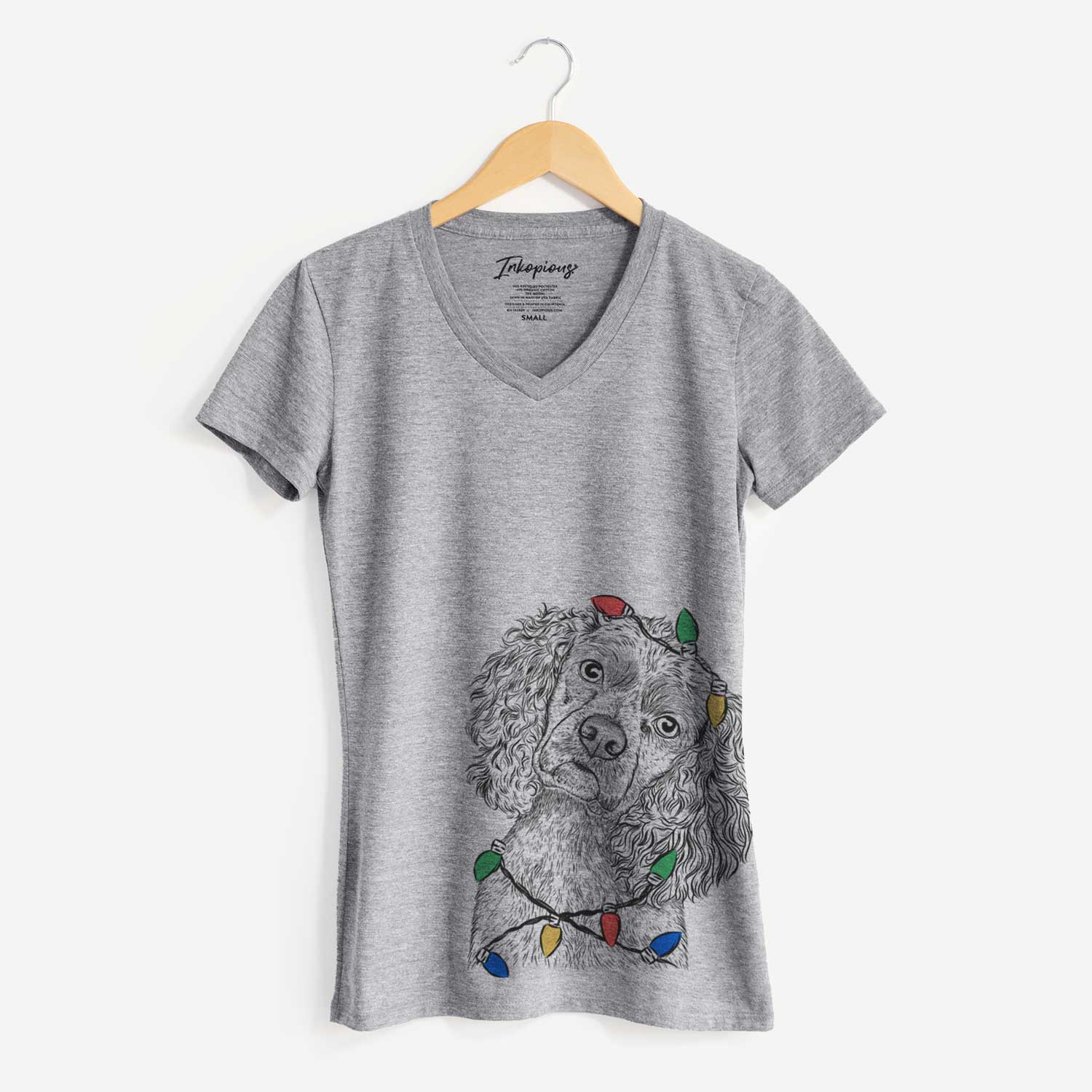 Christmas Lights Sadie the Cocker Spaniel - Women's V-neck Shirt