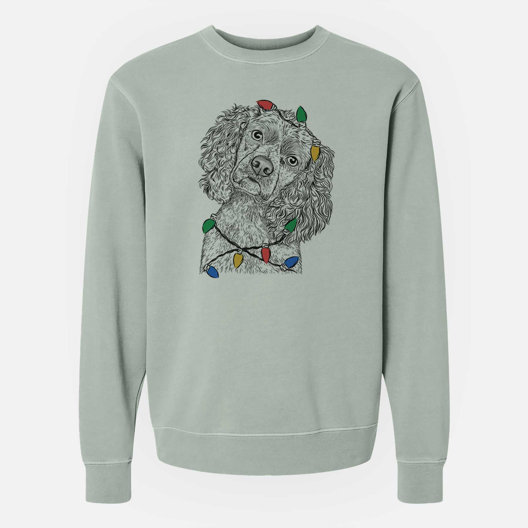 Christmas Lights Sadie the Cocker Spaniel - Unisex Pigment Dyed Crew Sweatshirt