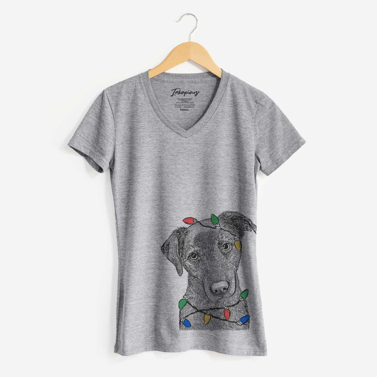 Christmas Lights Sadie the Whipador - Women's V-neck Shirt