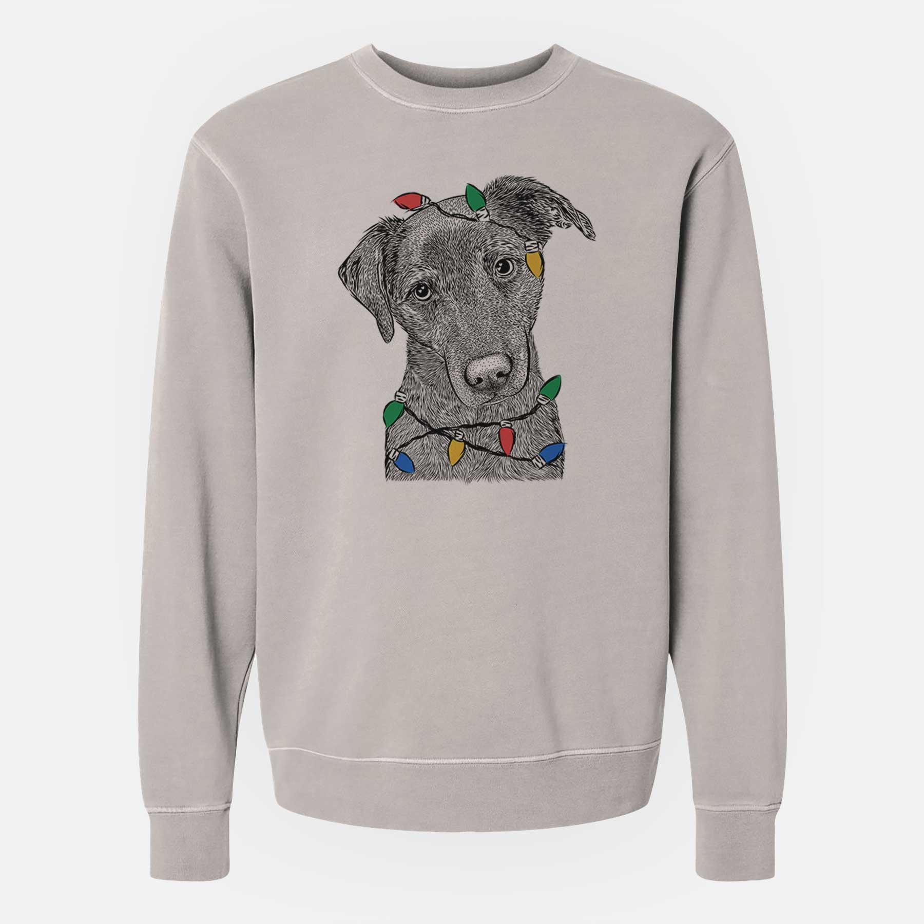 Christmas Lights Sadie the Whipador - Unisex Pigment Dyed Crew Sweatshirt