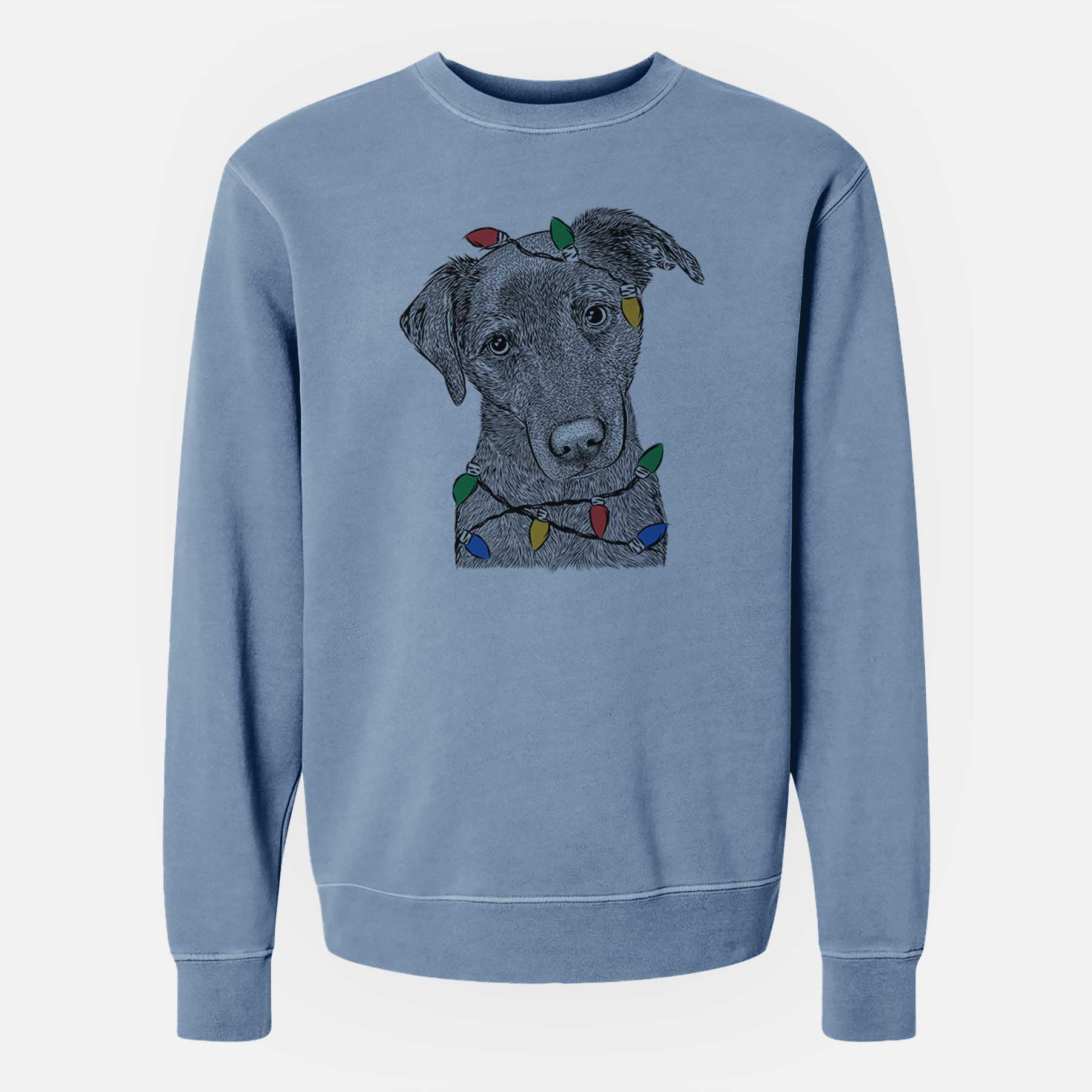 Christmas Lights Sadie the Whipador - Unisex Pigment Dyed Crew Sweatshirt