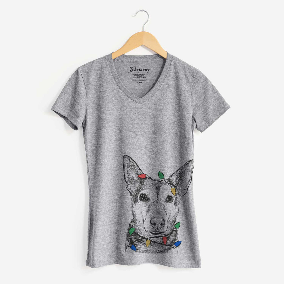 Christmas Lights Sammie the Mixed Breed - Women's V-neck Shirt