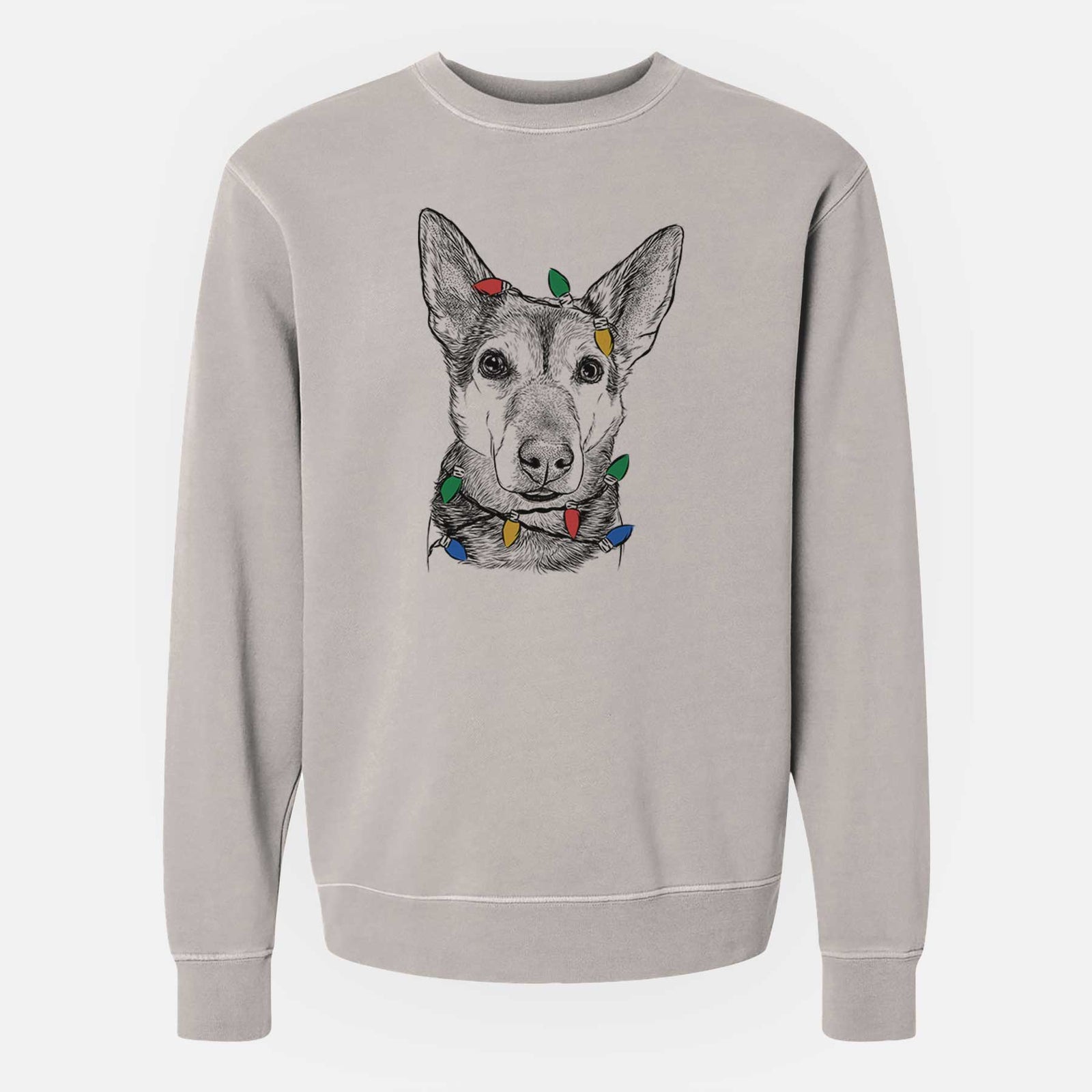 Christmas Lights Sammie the Mixed Breed - Unisex Pigment Dyed Crew Sweatshirt