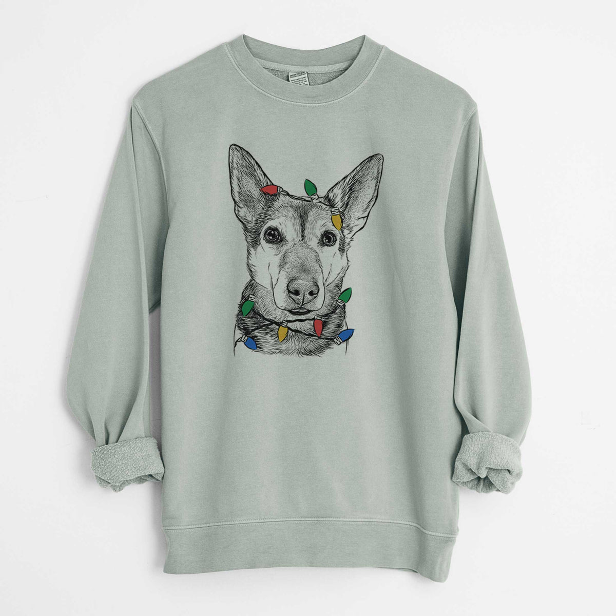 Christmas Lights Sammie the Mixed Breed - Unisex Pigment Dyed Crew Sweatshirt