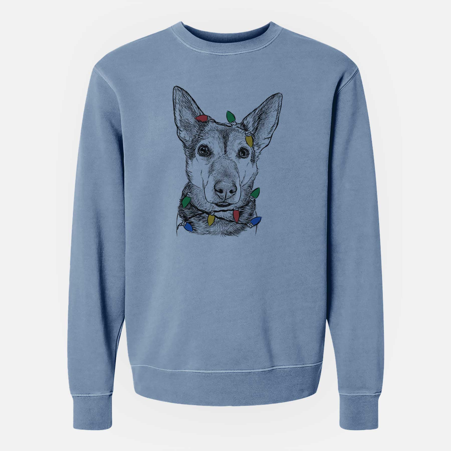 Christmas Lights Sammie the Mixed Breed - Unisex Pigment Dyed Crew Sweatshirt