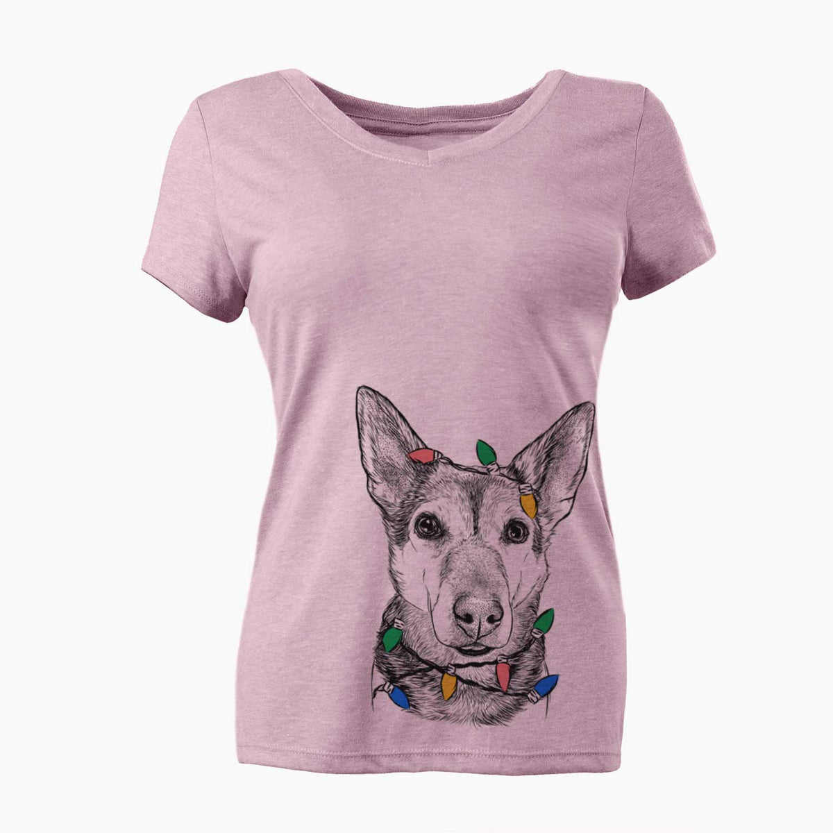 Christmas Lights Sammie the Mixed Breed - Women's V-neck Shirt