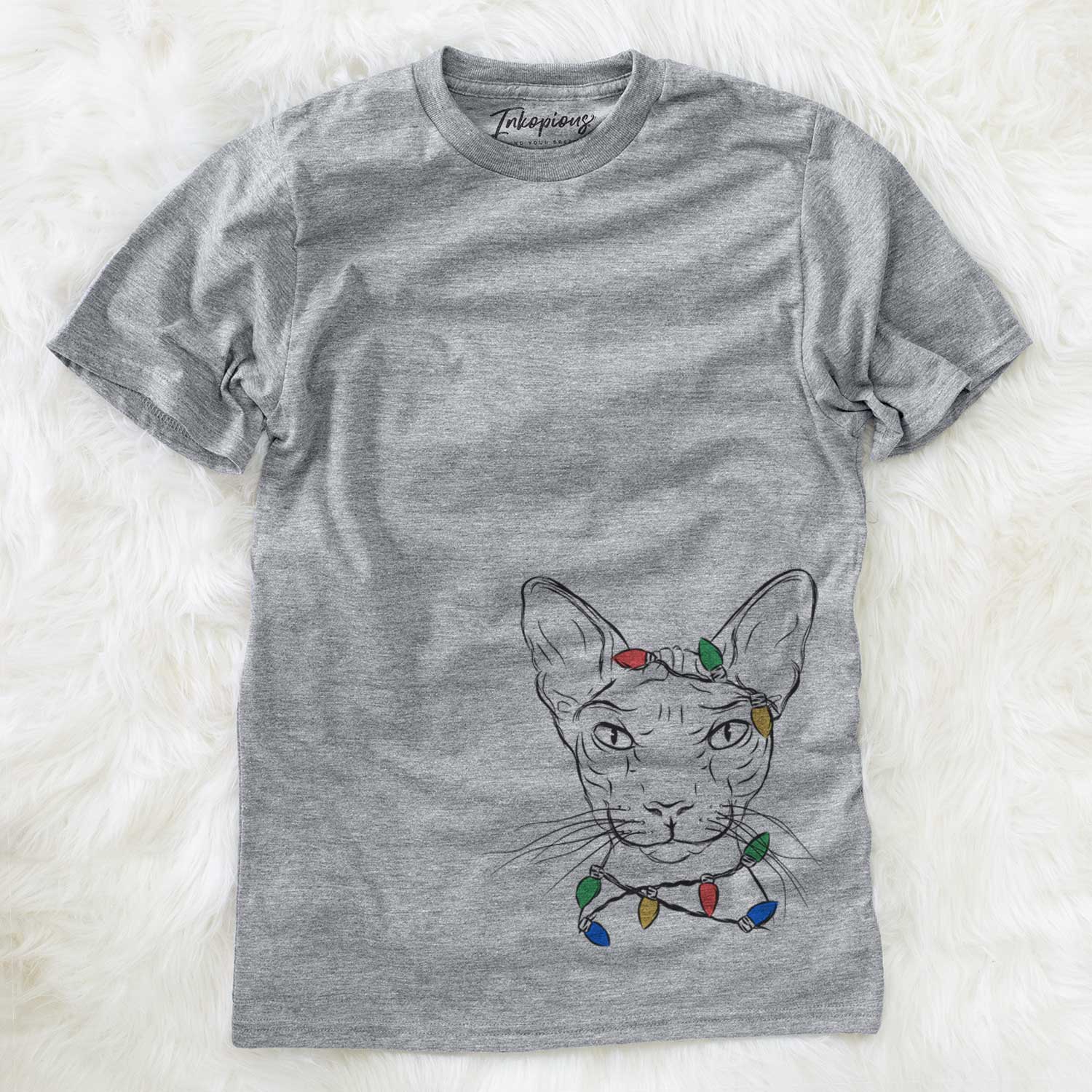 Christmas Lights Sammy the Spinx Cat - Unisex Crewneck