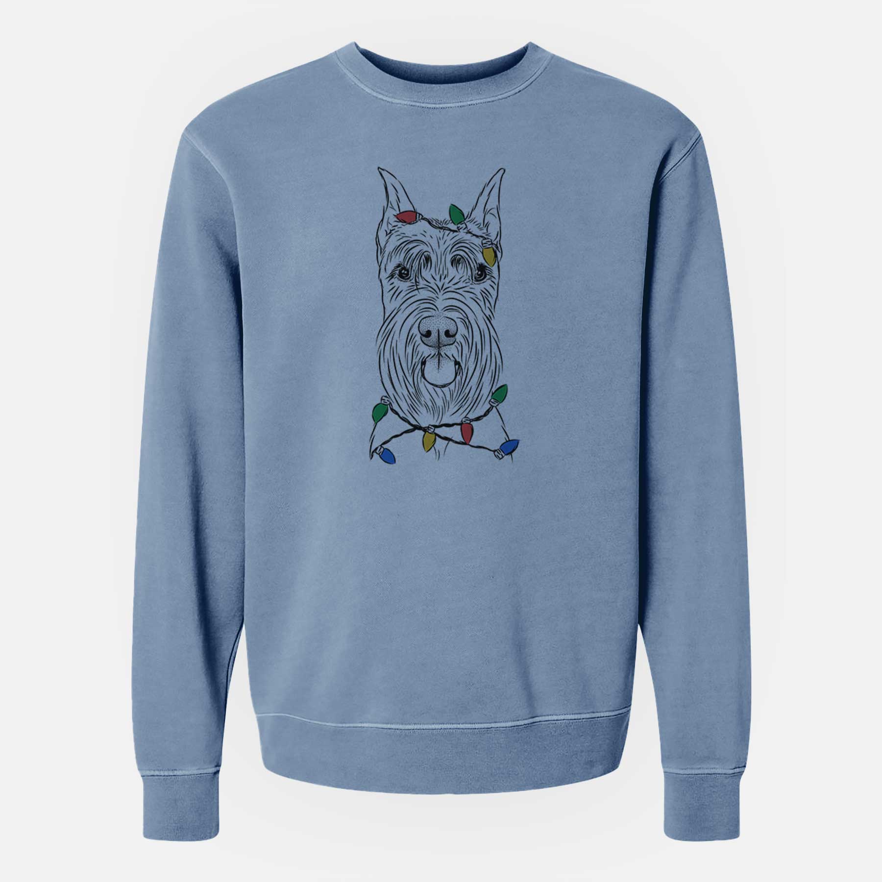 Christmas Lights Samuel the Standard Schnauzer - Unisex Pigment Dyed Crew Sweatshirt