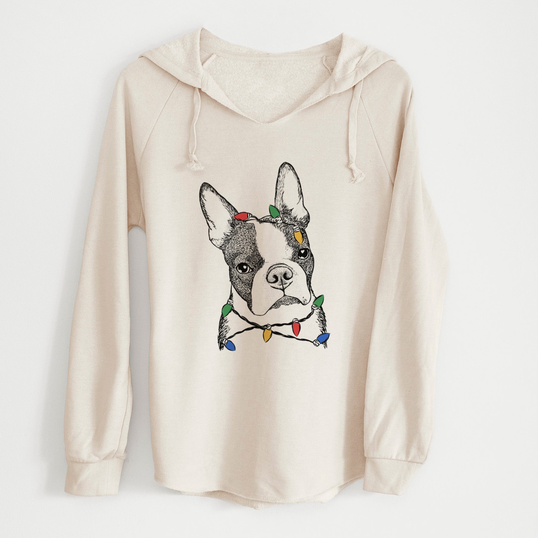 Christmas Lights Samuel the Boston Terrier - Cali Wave Hooded Sweatshirt