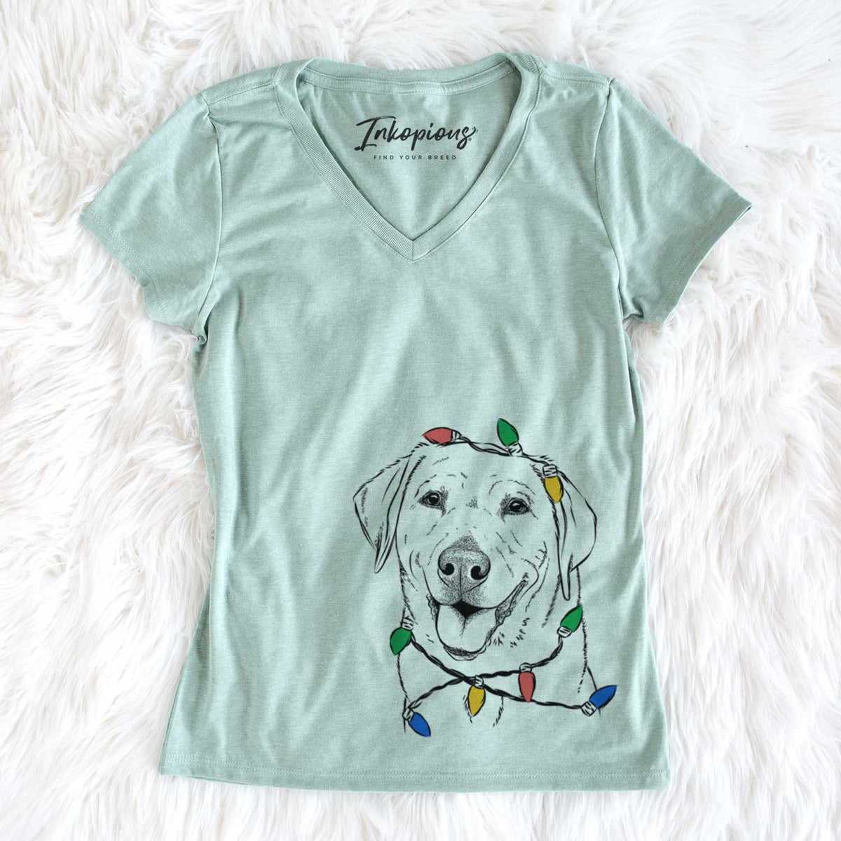 Christmas Lights Sanford the Labrador Retriever - Women&#39;s V-neck Shirt