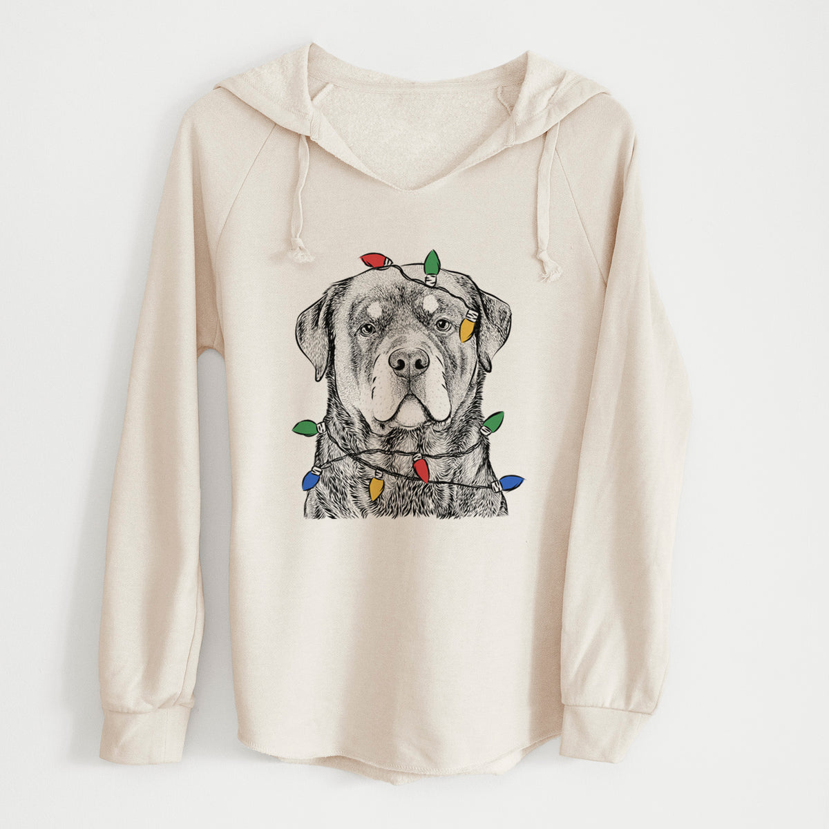 Christmas Lights Sarge the Rottweiler - Cali Wave Hooded Sweatshirt