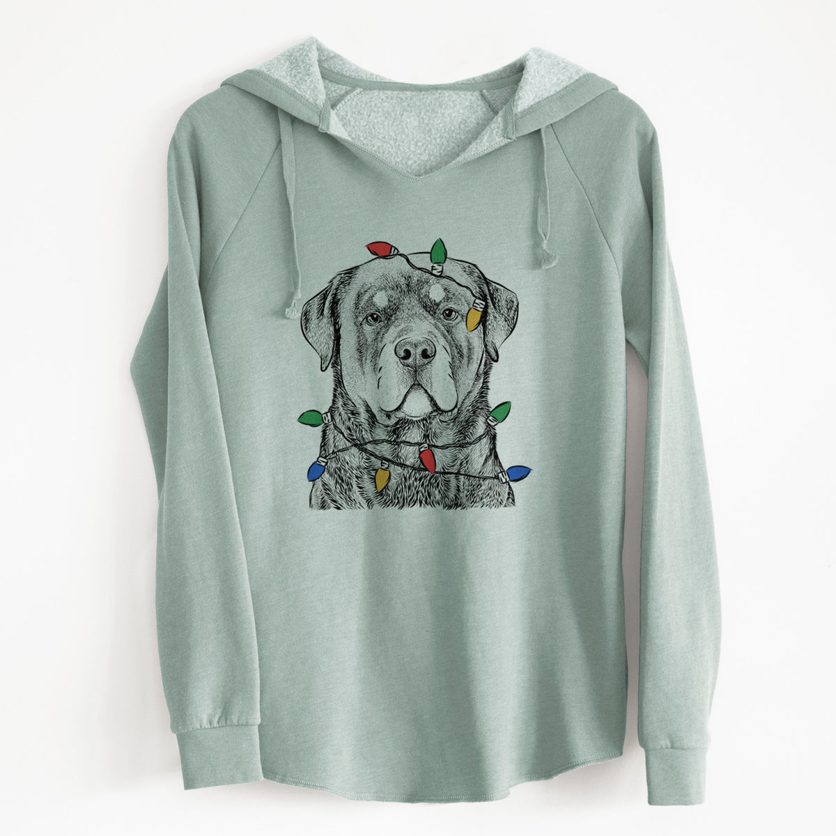 Christmas Lights Sarge the Rottweiler - Cali Wave Hooded Sweatshirt