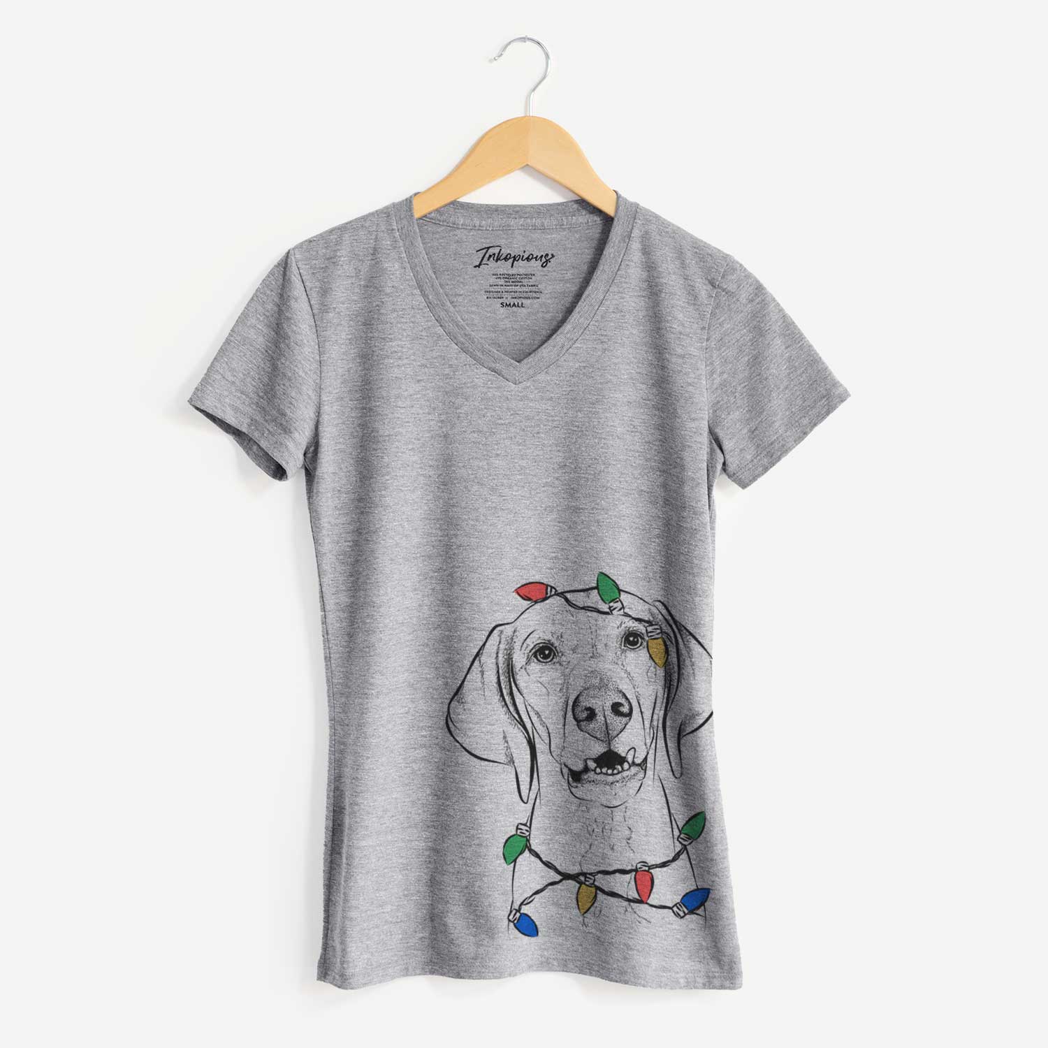 Christmas Lights Sarge the Vizsla - Women's V-neck Shirt