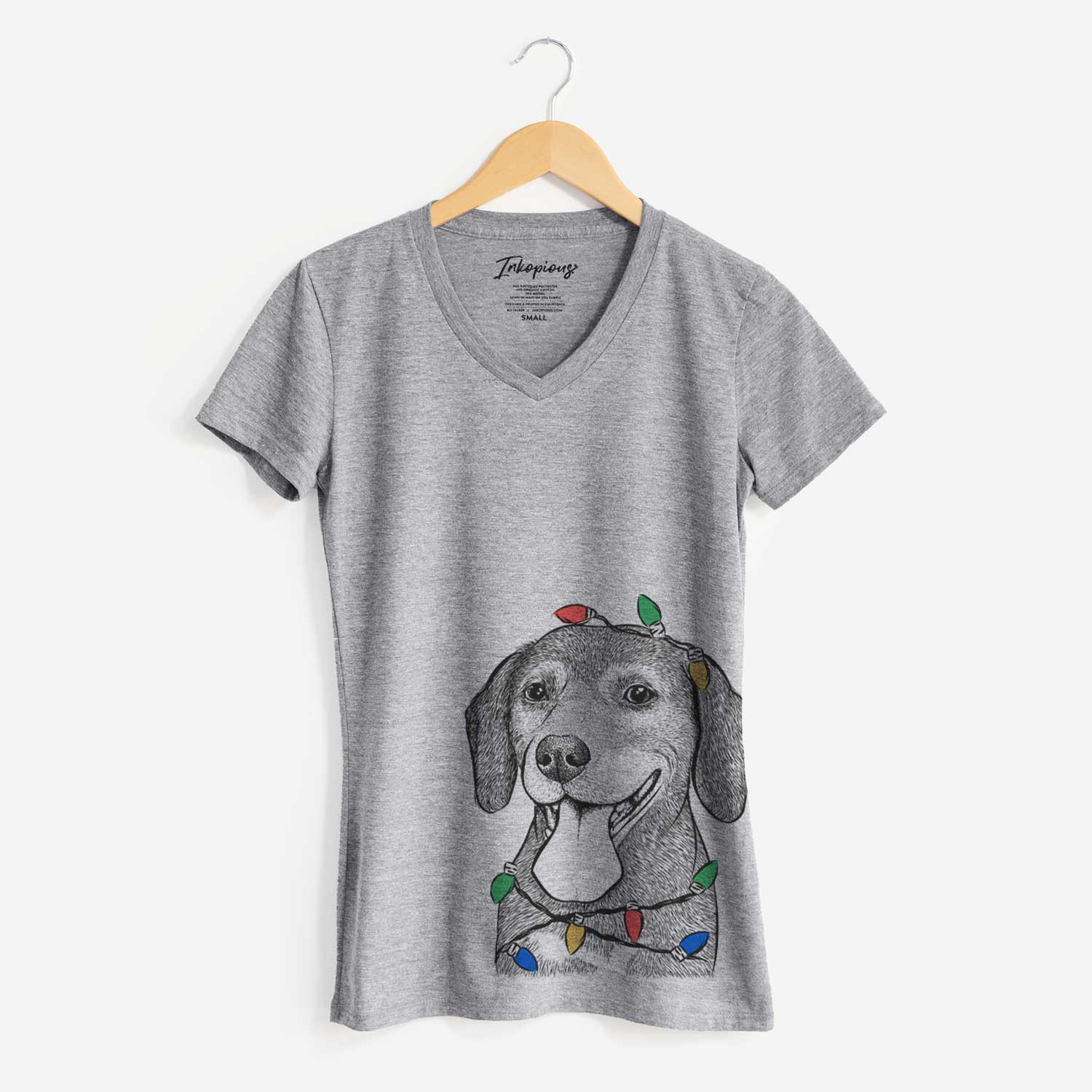 Christmas Lights Scarlett the Beagle - Women's V-neck Shirt