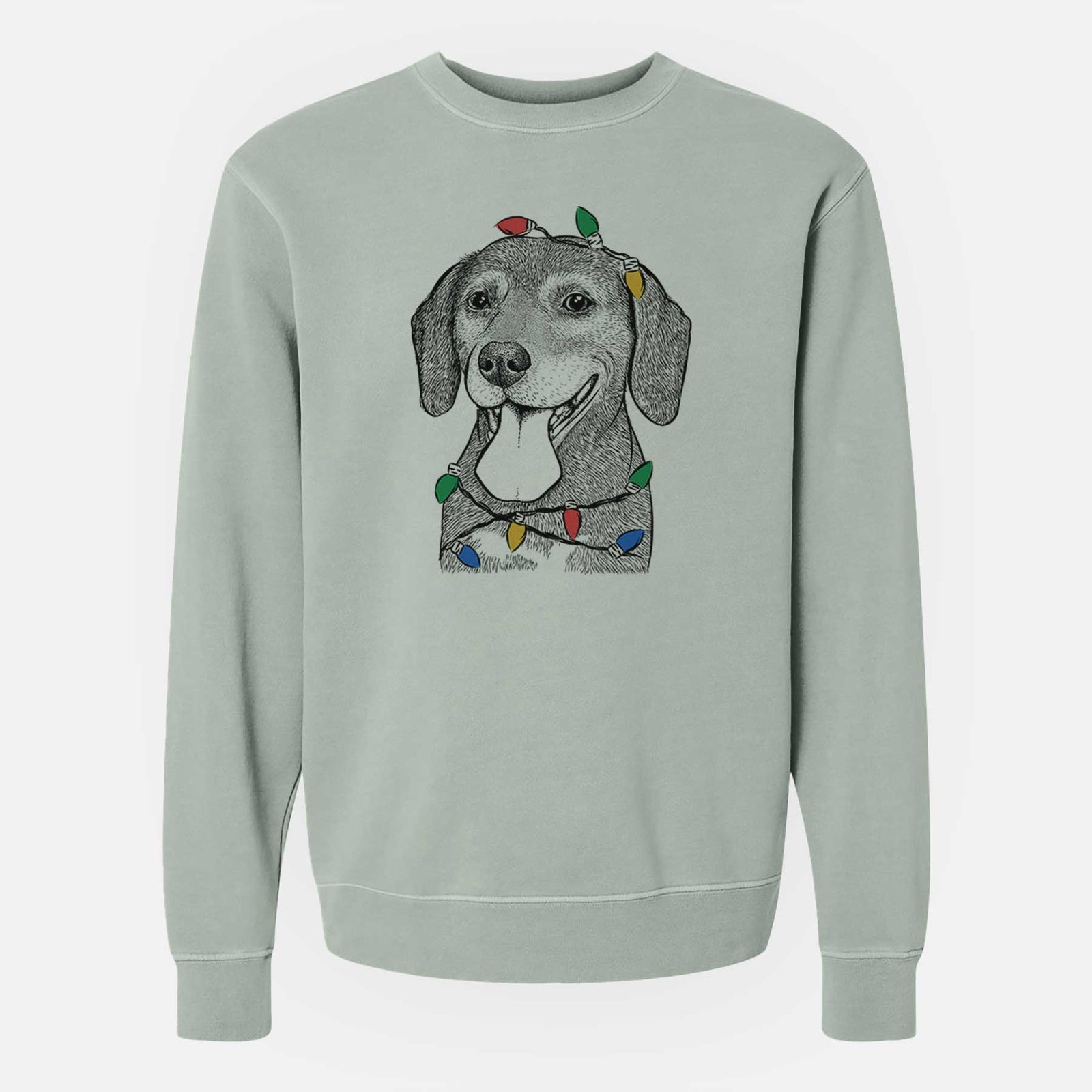 Christmas Lights Scarlett the Beagle - Unisex Pigment Dyed Crew Sweatshirt