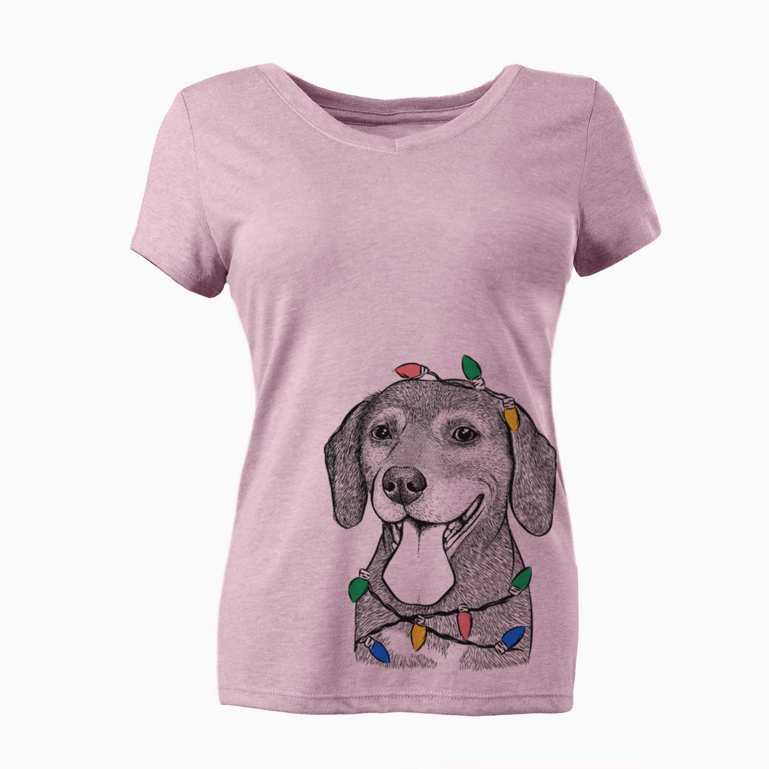 Christmas Lights Scarlett the Beagle - Women's V-neck Shirt