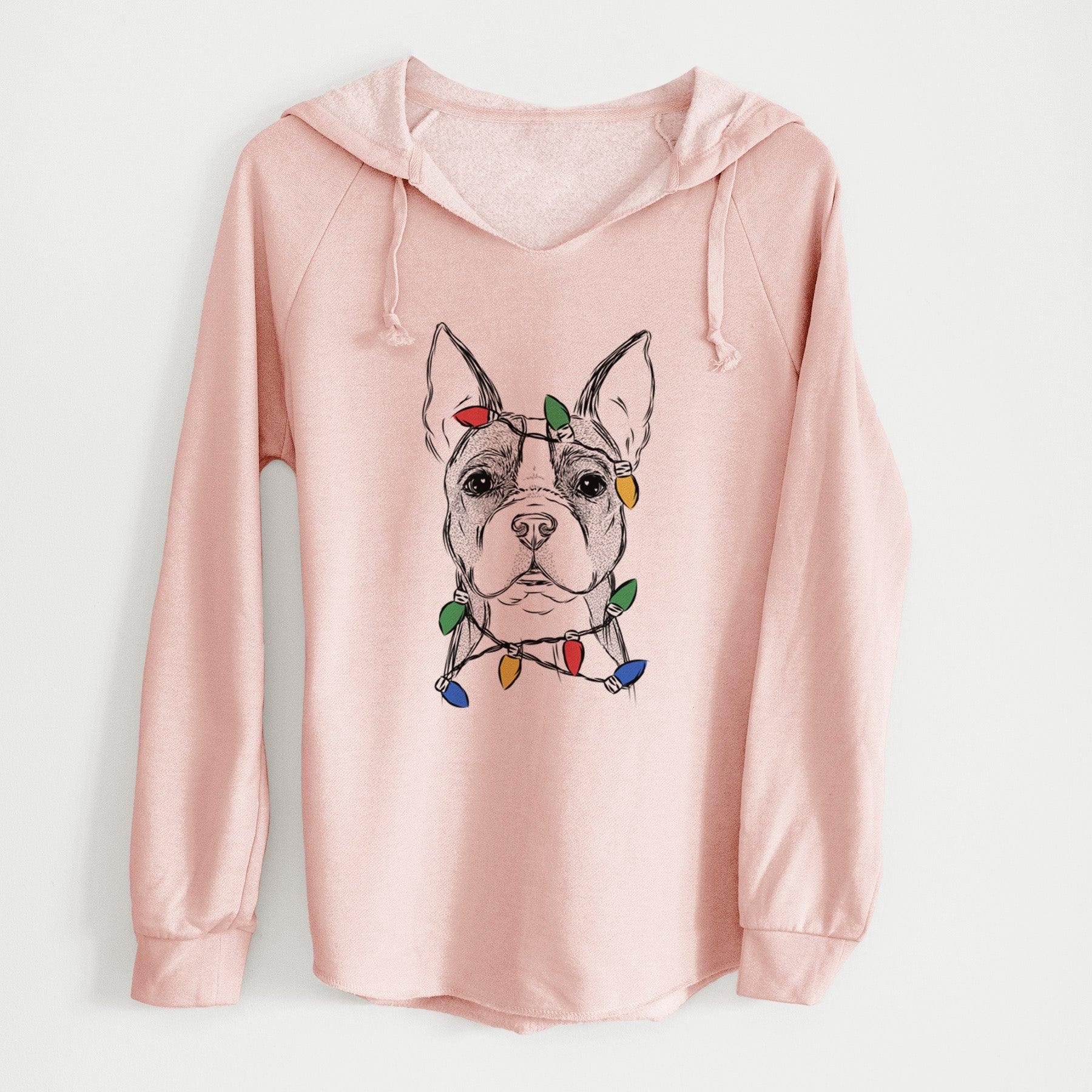 Christmas Lights Scout the Boston Terrier - Cali Wave Hooded Sweatshirt