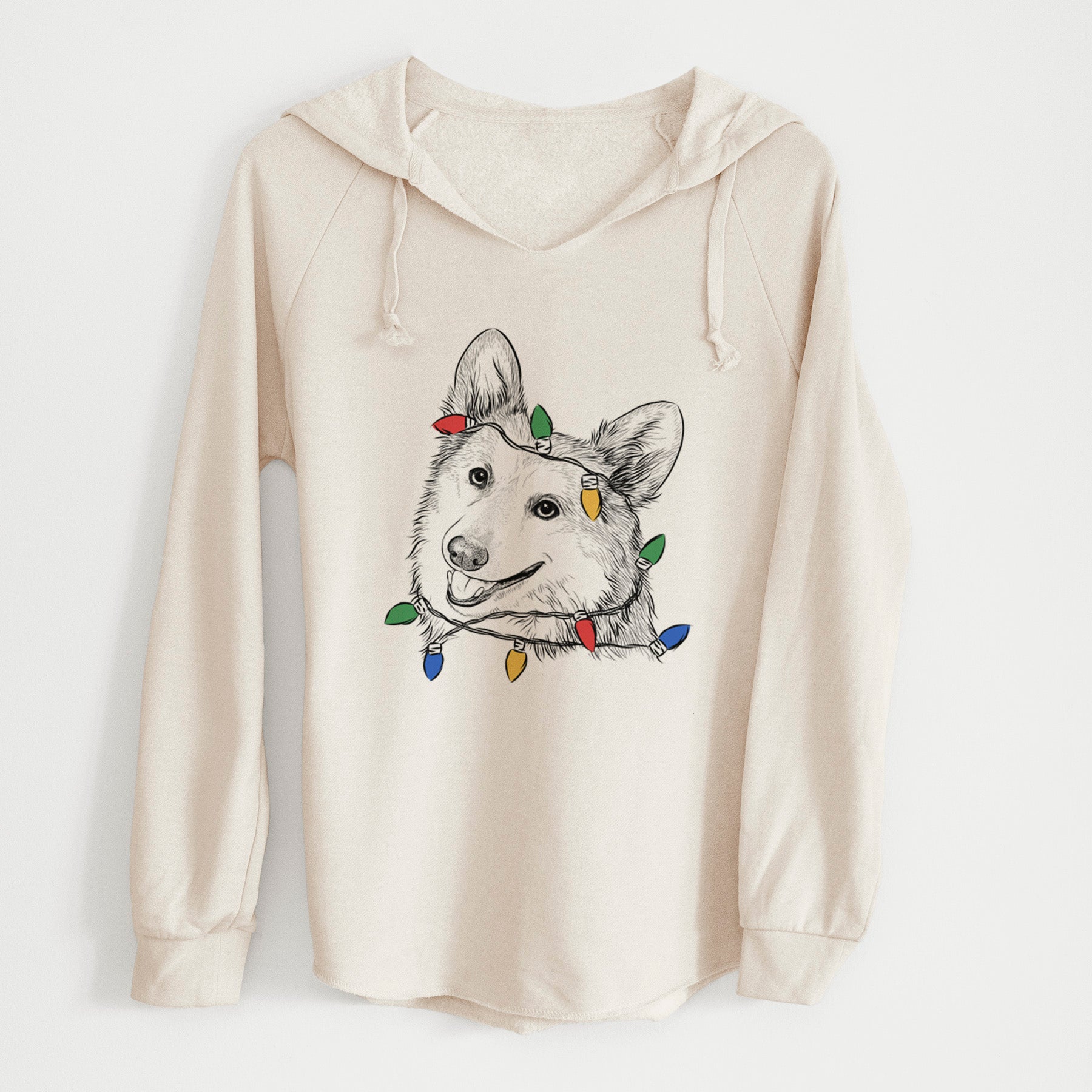 Christmas Lights Scout the Pembroke Welsh Corgi - Cali Wave Hooded Sweatshirt