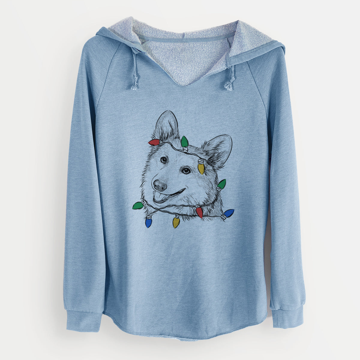 Christmas Lights Scout the Pembroke Welsh Corgi - Cali Wave Hooded Sweatshirt