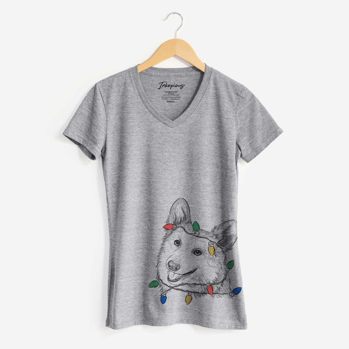 Christmas Lights Scout the Pembroke Welsh Corgi - Women's V-neck Shirt