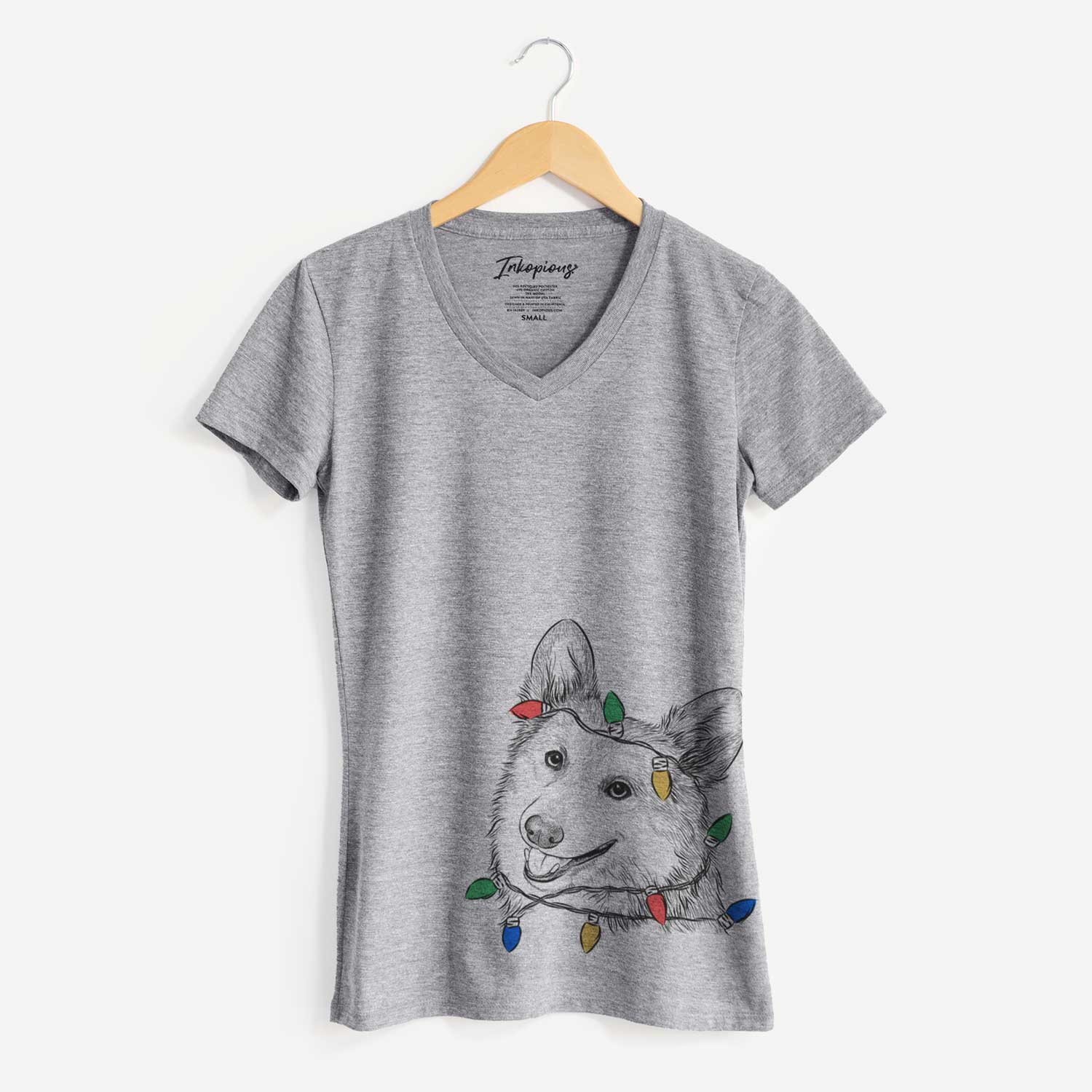 Christmas Lights Scout the Pembroke Welsh Corgi - Women's V-neck Shirt