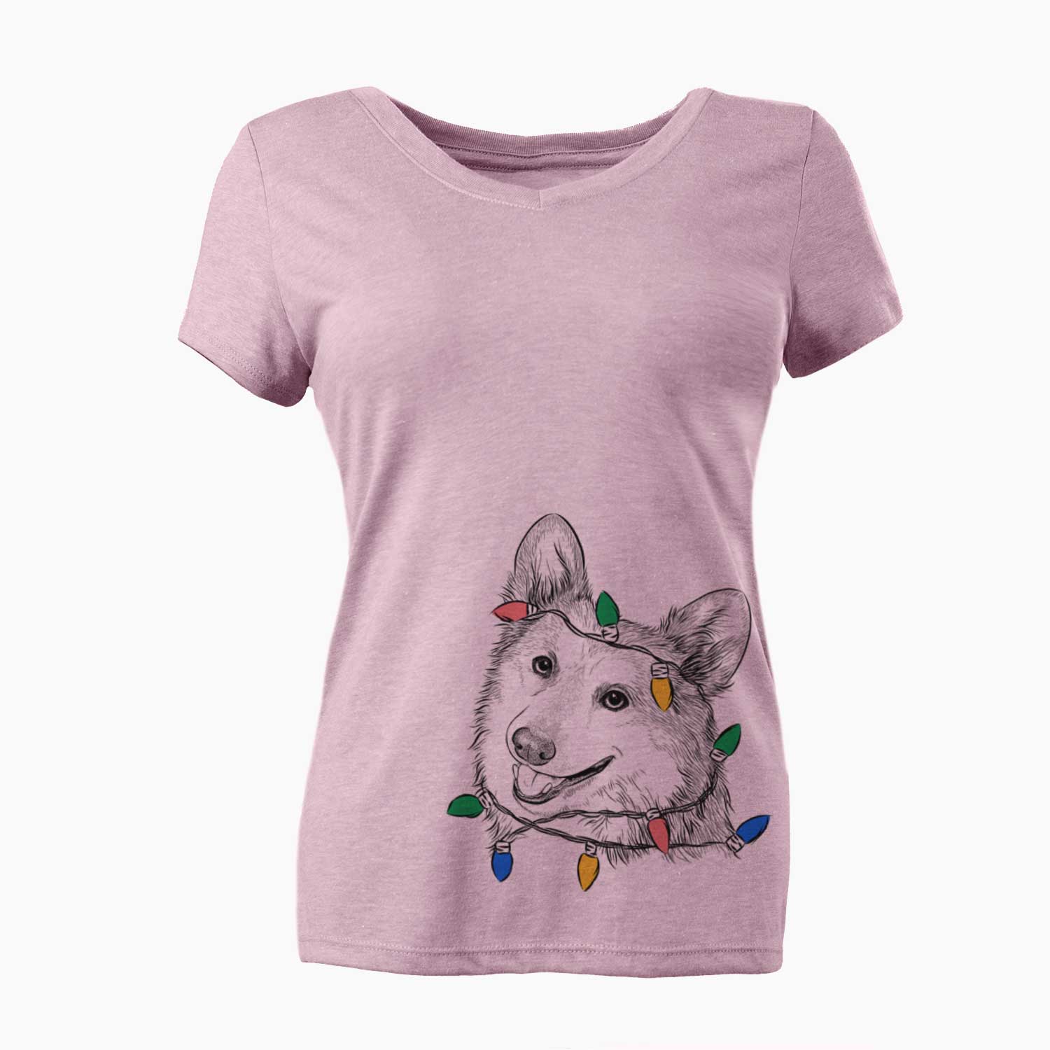 Christmas Lights Scout the Pembroke Welsh Corgi - Women's V-neck Shirt