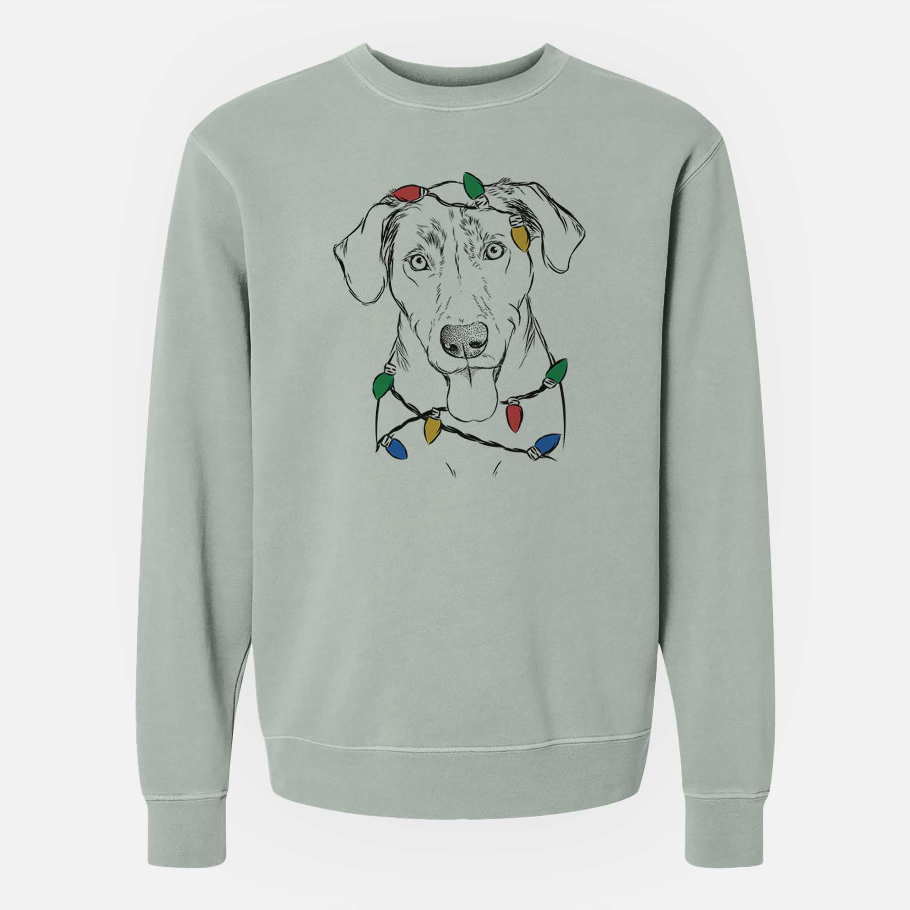 Christmas Lights Scout Marie the Chocolate Lab - Unisex Pigment Dyed Crew Sweatshirt