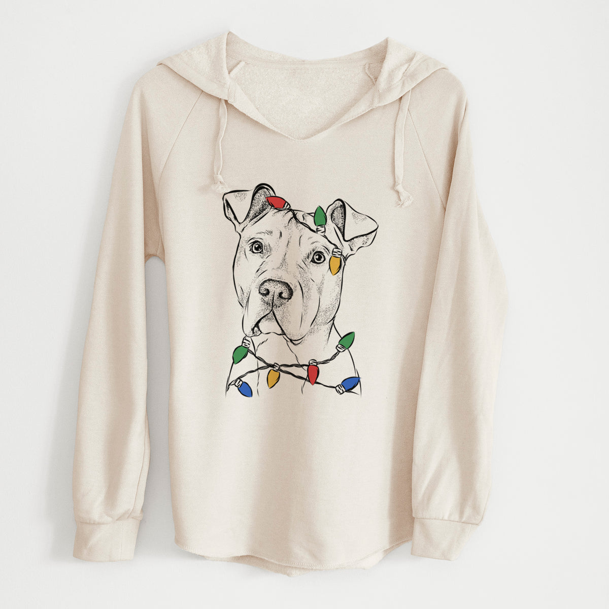 Christmas Lights Scraps the American Staffordshire Mix - Cali Wave Hooded Sweatshirt
