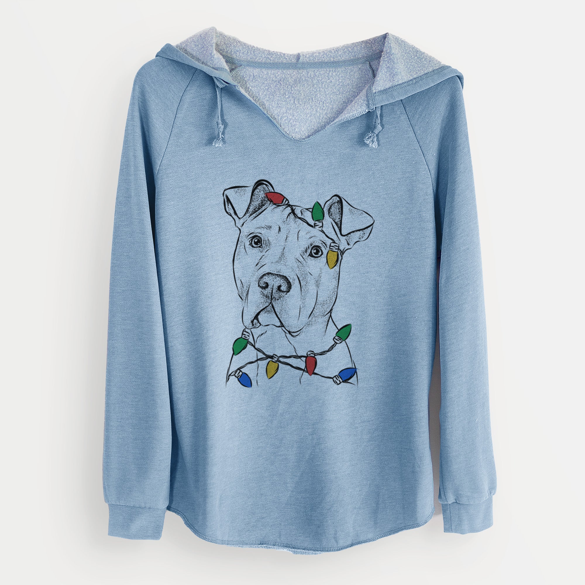 Christmas Lights Scraps the American Staffordshire Mix - Cali Wave Hooded Sweatshirt