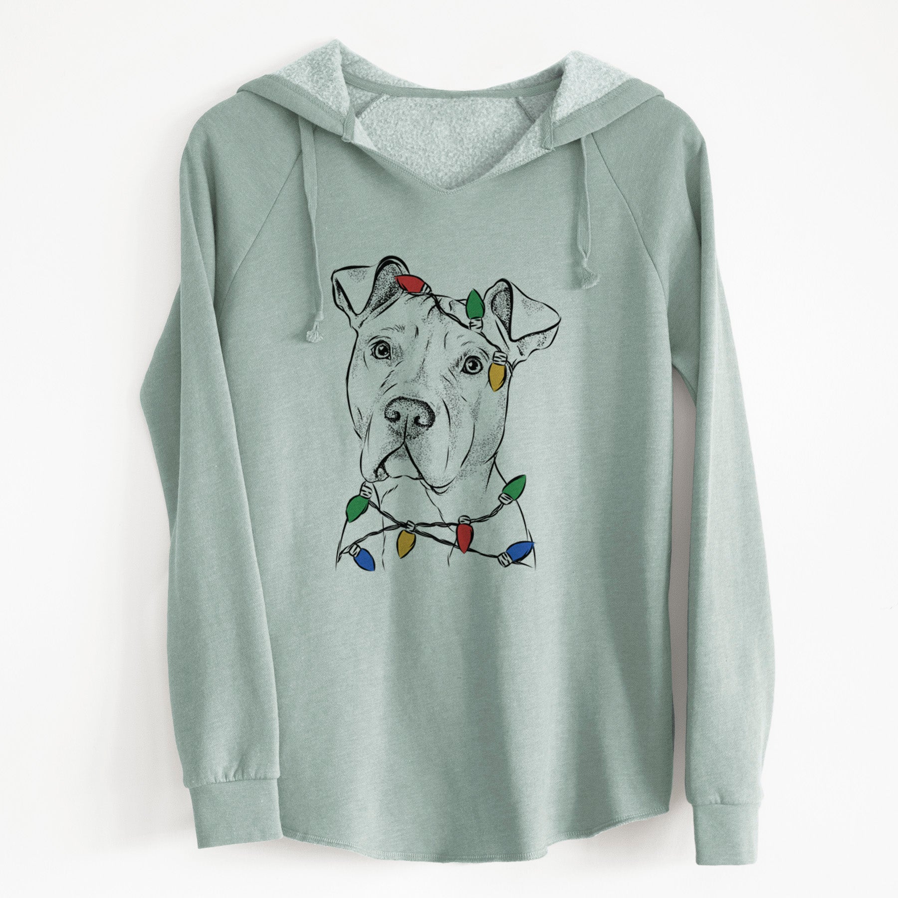 Christmas Lights Scraps the American Staffordshire Mix - Cali Wave Hooded Sweatshirt