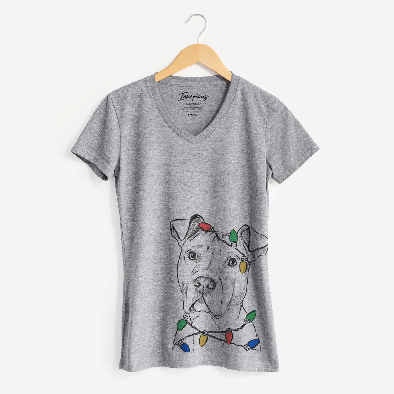 Christmas Lights Scraps the American Staffordshire Mix - Women's V-neck Shirt