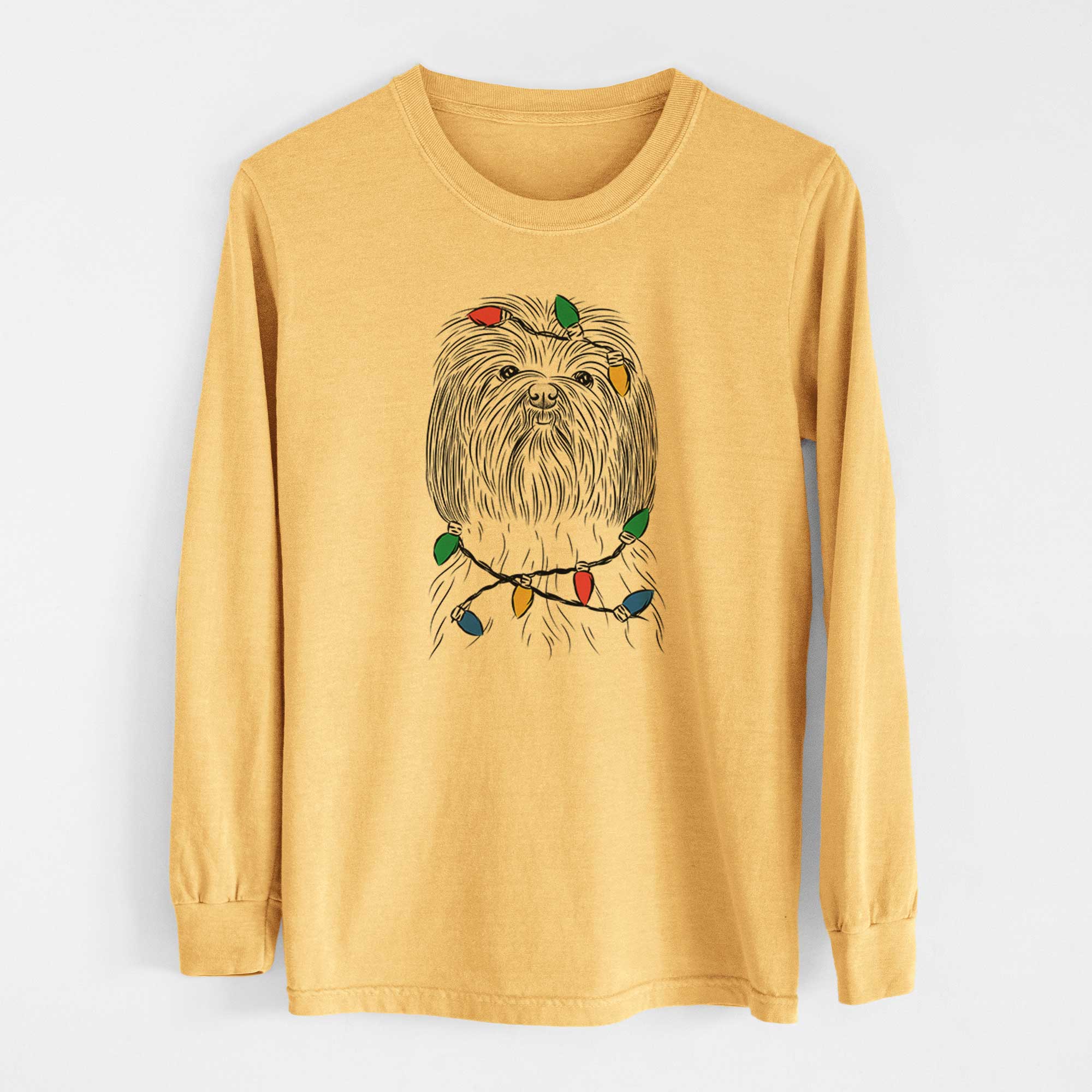 Christmas Lights Scully the Shih Tzu - Heavyweight 100% Cotton Long Sleeve