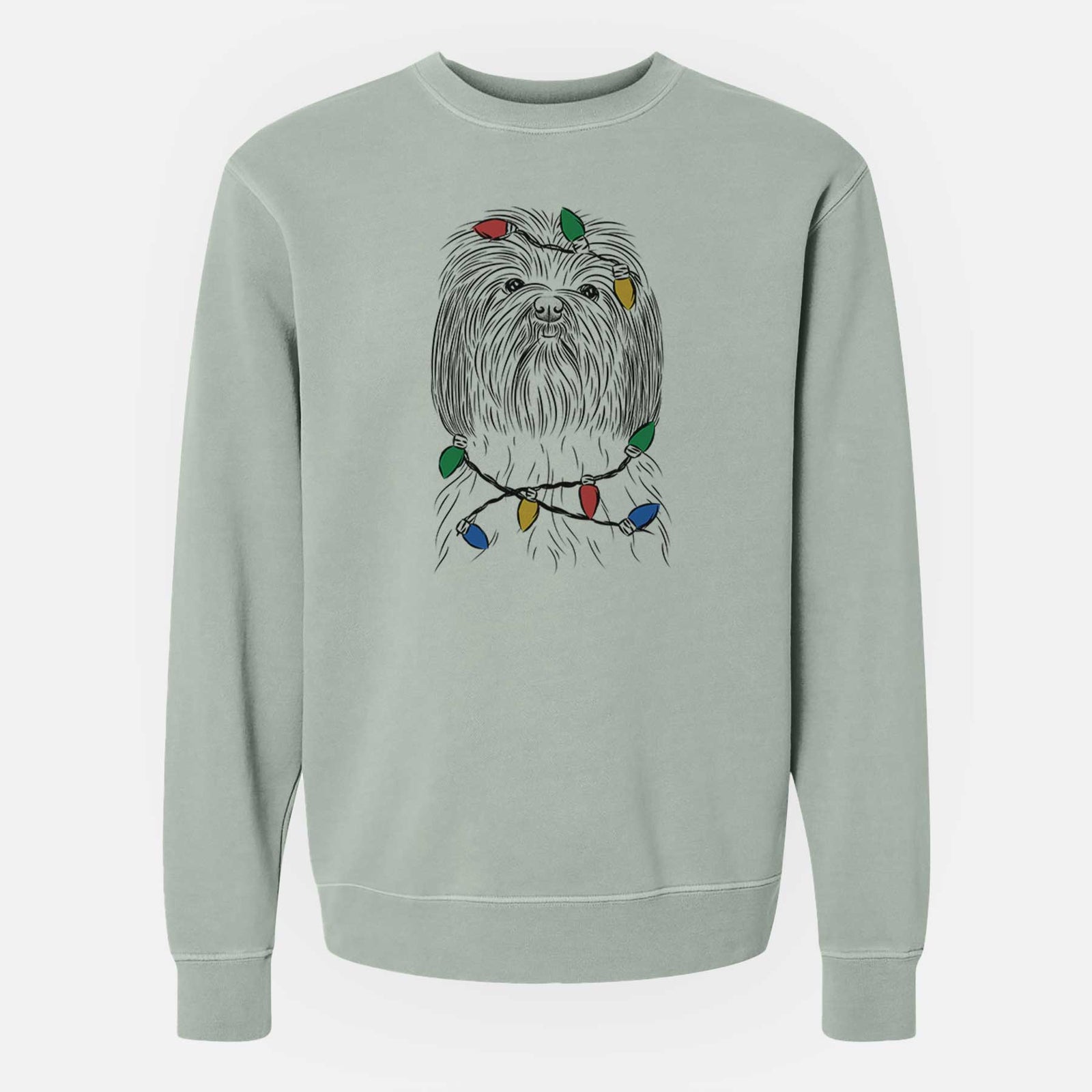 Christmas Lights Scully the Shih Tzu - Unisex Pigment Dyed Crew Sweatshirt