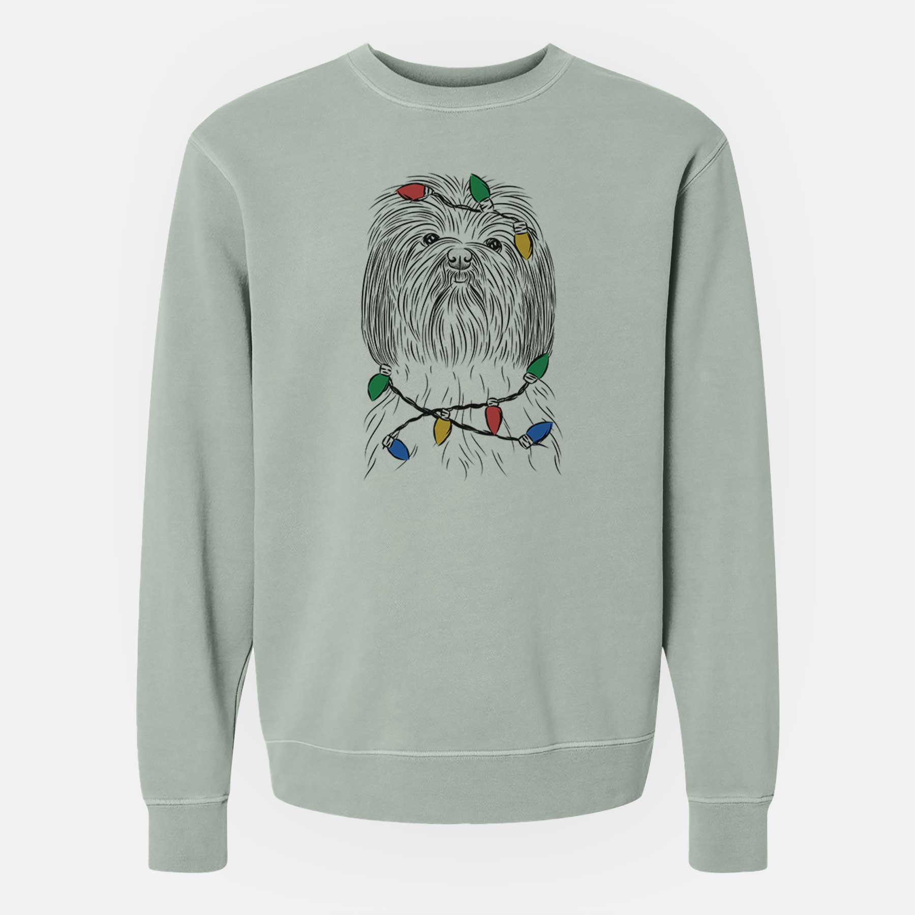 Christmas Lights Scully the Shih Tzu - Unisex Pigment Dyed Crew Sweatshirt