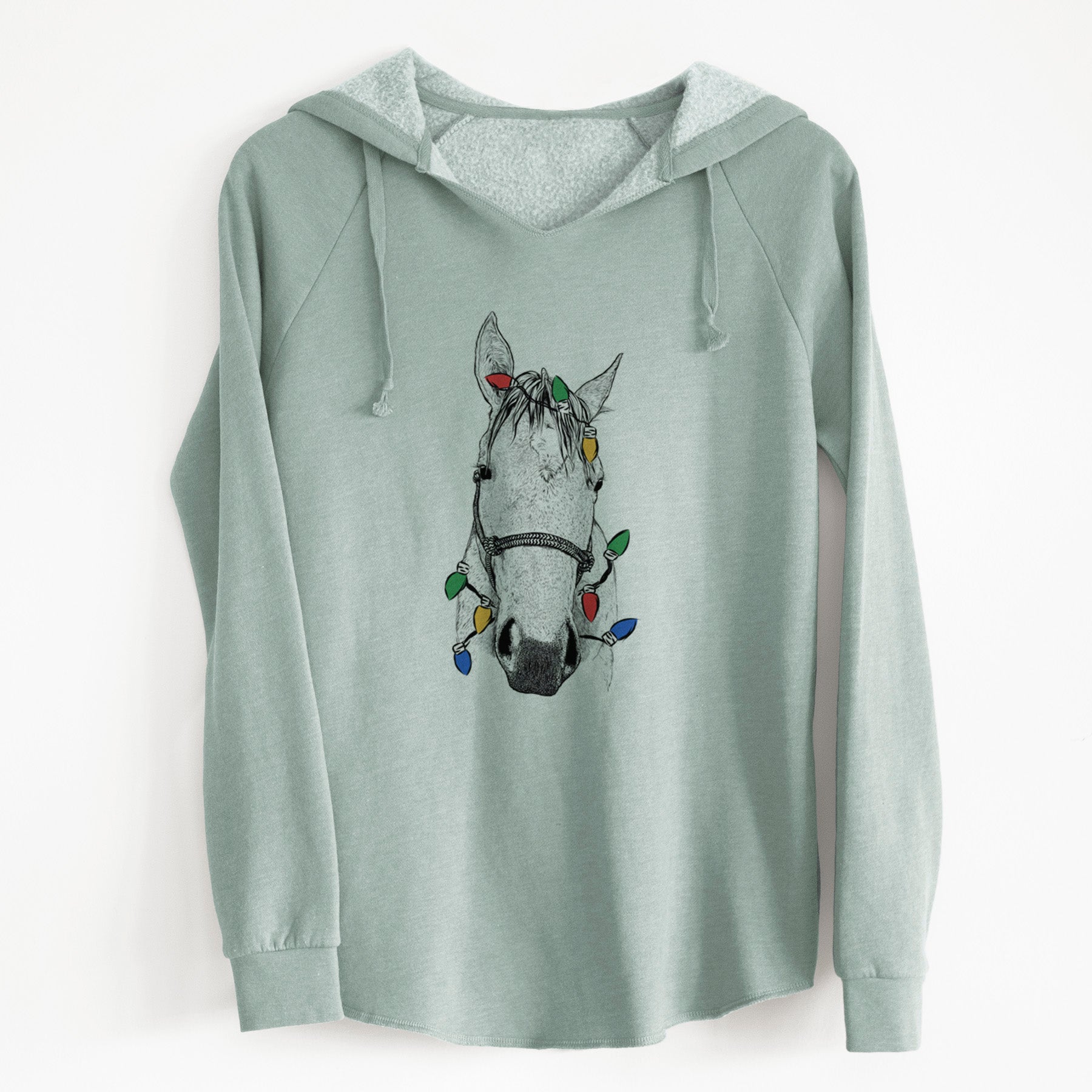 Christmas Lights SeaBee the Quarter Horse - Cali Wave Hooded Sweatshirt