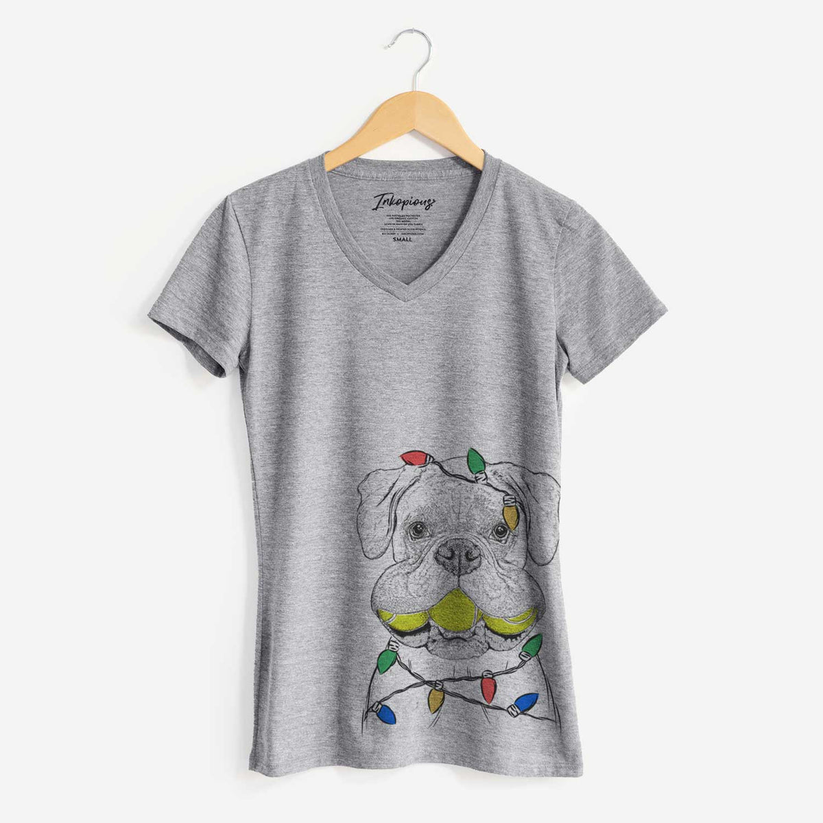 Christmas Lights Seamus the Boxer - Women's V-neck Shirt