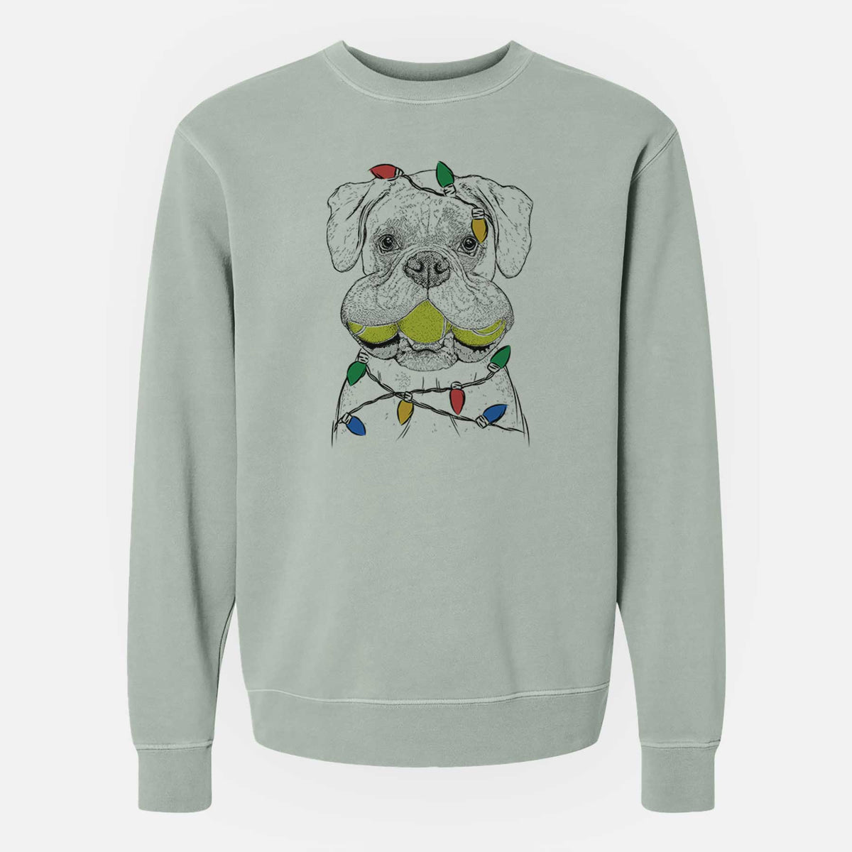 Christmas Lights Seamus the Boxer - Unisex Pigment Dyed Crew Sweatshirt