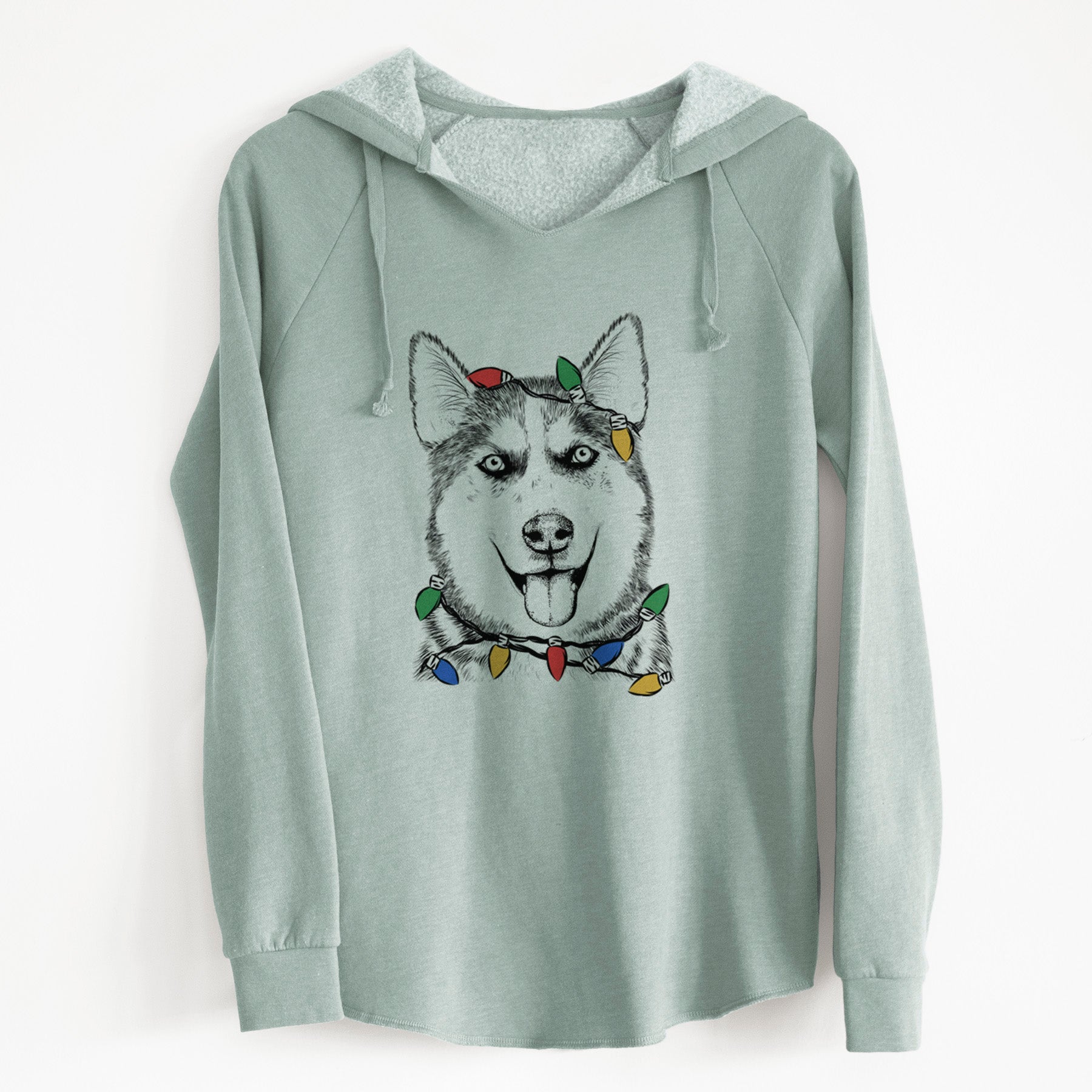 Christmas Lights Sesi the Siberian Husky - Cali Wave Hooded Sweatshirt